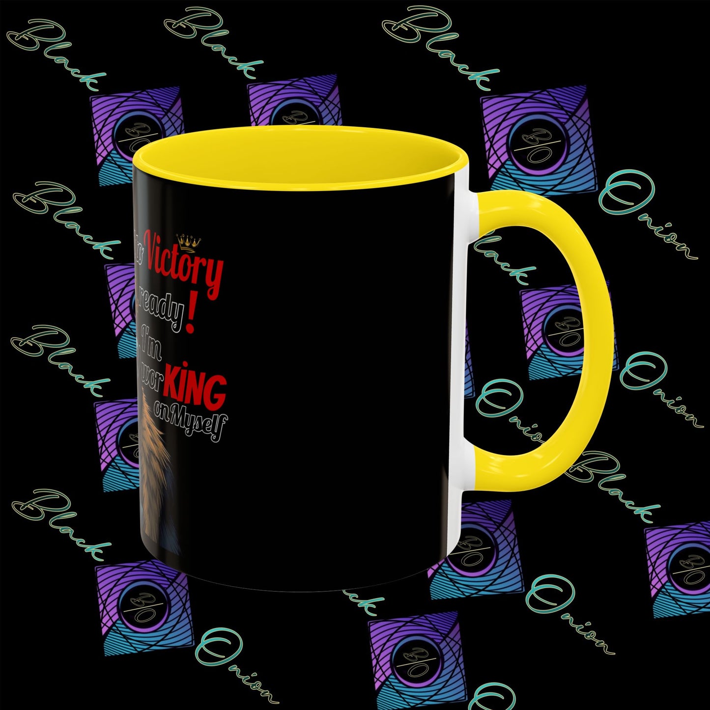 BlackOnion Coffee Mug - 11oz with Workout Motif ‘Victory 👑’🔥💪🫵