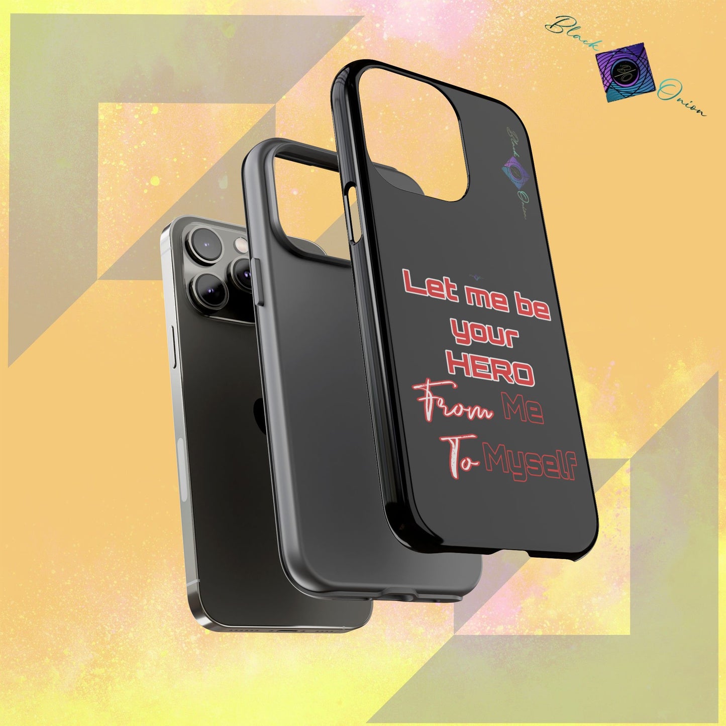 BlackOnion Brand New Phone Case - with Motivational Workout Motif’Let me be your Hero ‘💪🔥🫵