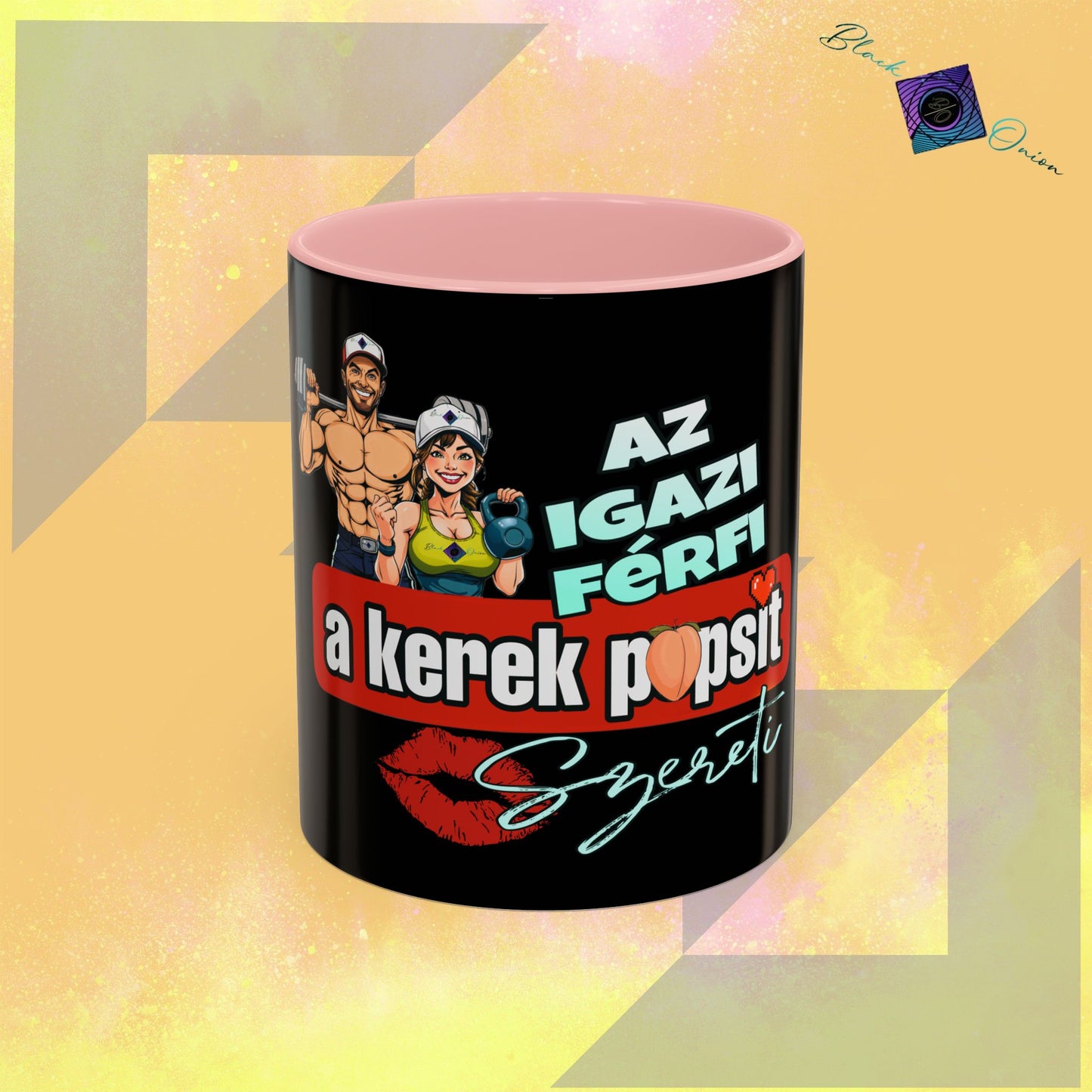 BlackOnion Coffee Mug - 11oz with Workout Motif ‘Az igazi férfi’🔥💪🫵