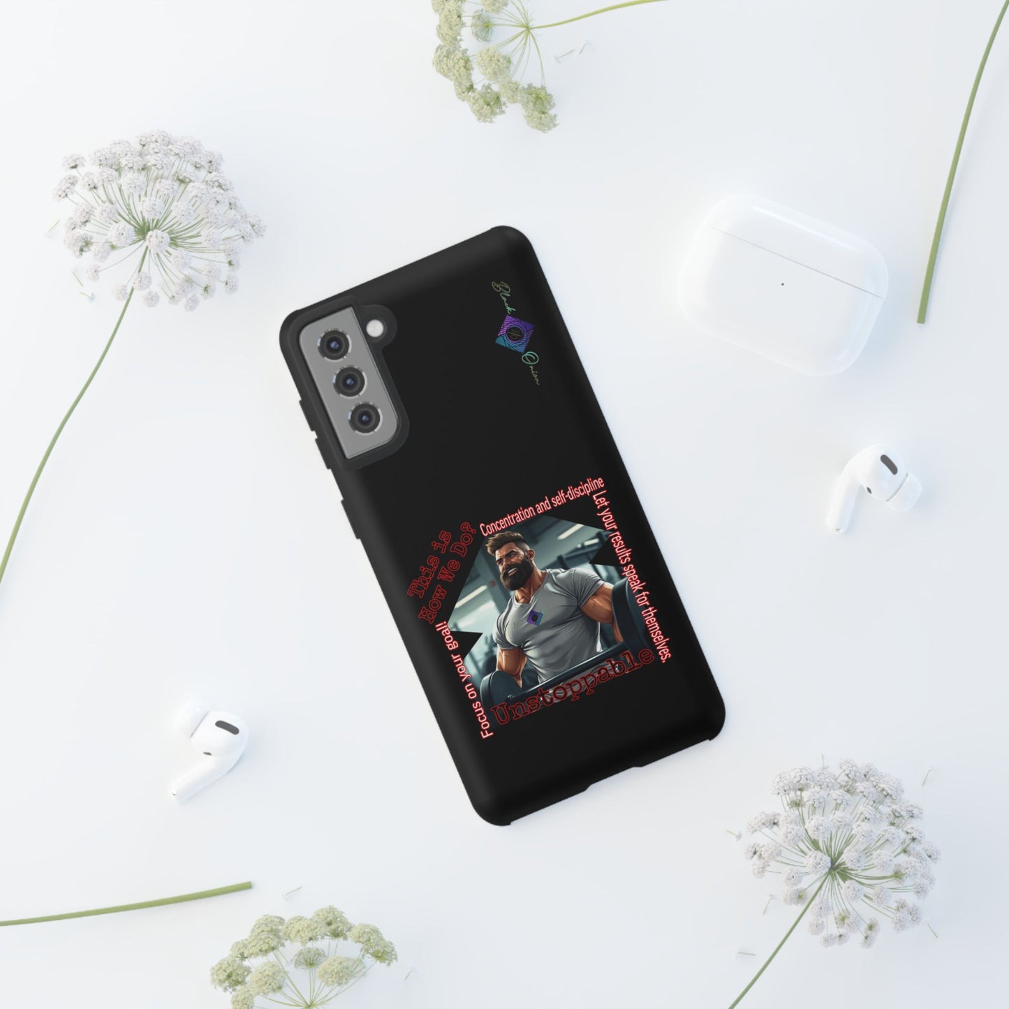 BlackOnion Brand New Phone Case - with Motivational Workout Motif’Unstoppable ‘💪🔥🫵