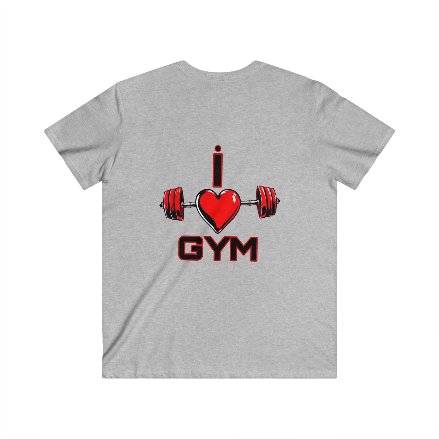 BlackOnion Men's V-Neck T-Shirt with Workout Motif ‘I Love Gym’💪🔥🫵