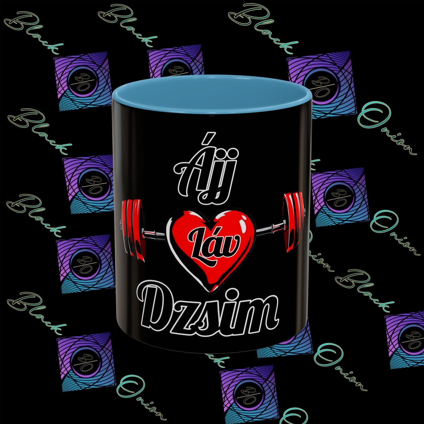 BlackOnion Coffee Mug - 11oz with Workout Motif ‘ÁjjLávDzsi’🔥💪🫵