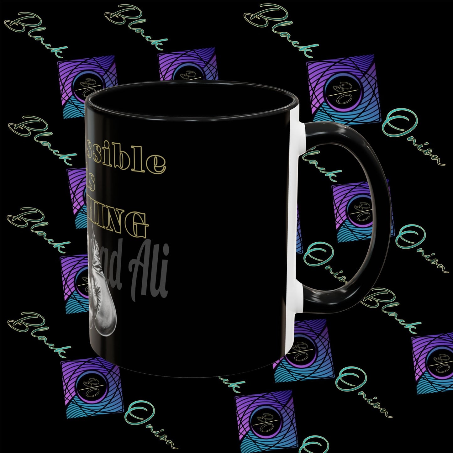 BlackOnion Coffee Mug 2 with Workout Motif ‘Impossible is NothingV2’🫵🔥💪