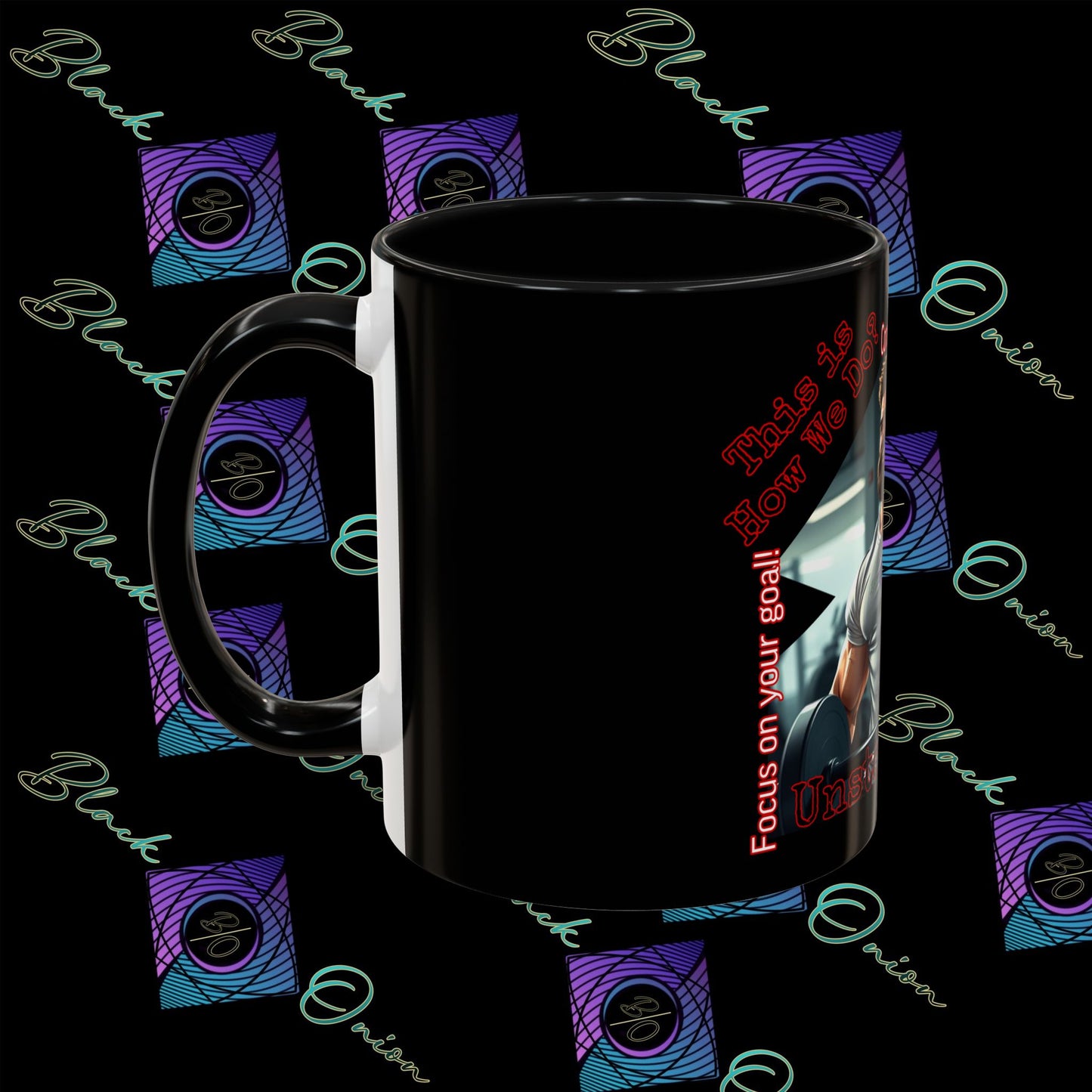 BlackOnion Coffee Mug Serial 2 with Workout Motif ‘Unstoppable’🫵🔥💪
