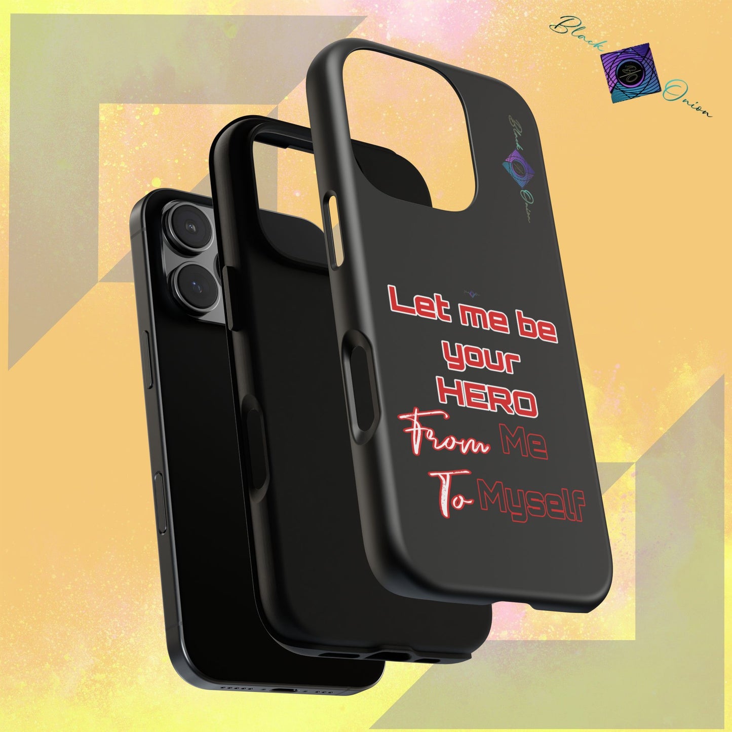 BlackOnion Brand New Phone Case - with Motivational Workout Motif’Let me be your Hero ‘💪🔥🫵