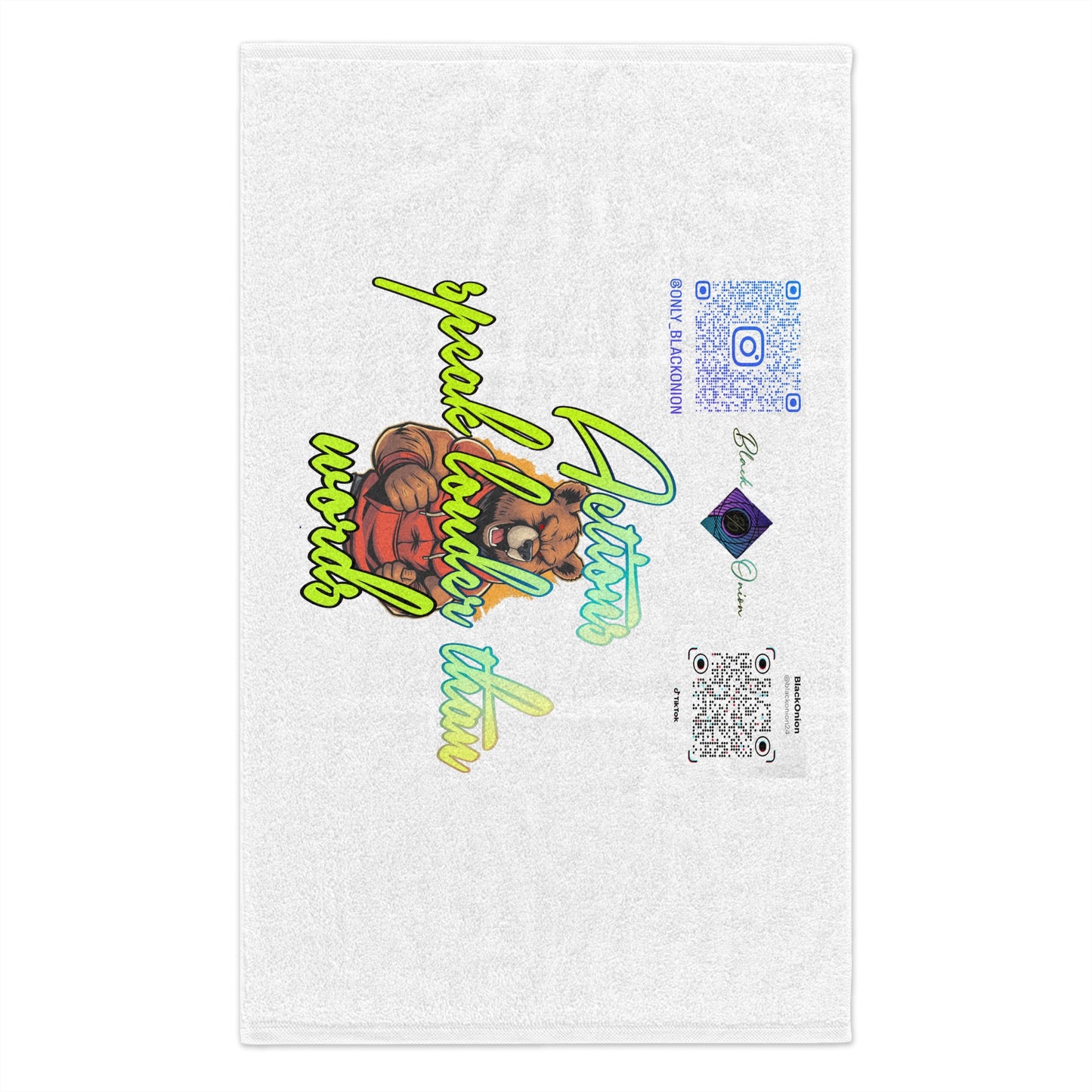 BlackOnion Rally Towel – Vibrant Sports Towel with Workout Motif 🔥💪🫵