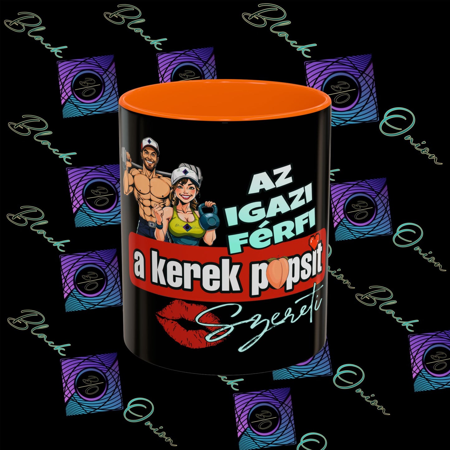 BlackOnion Coffee Mug - 11oz with Workout Motif ‘Az igazi férfi’🔥💪🫵