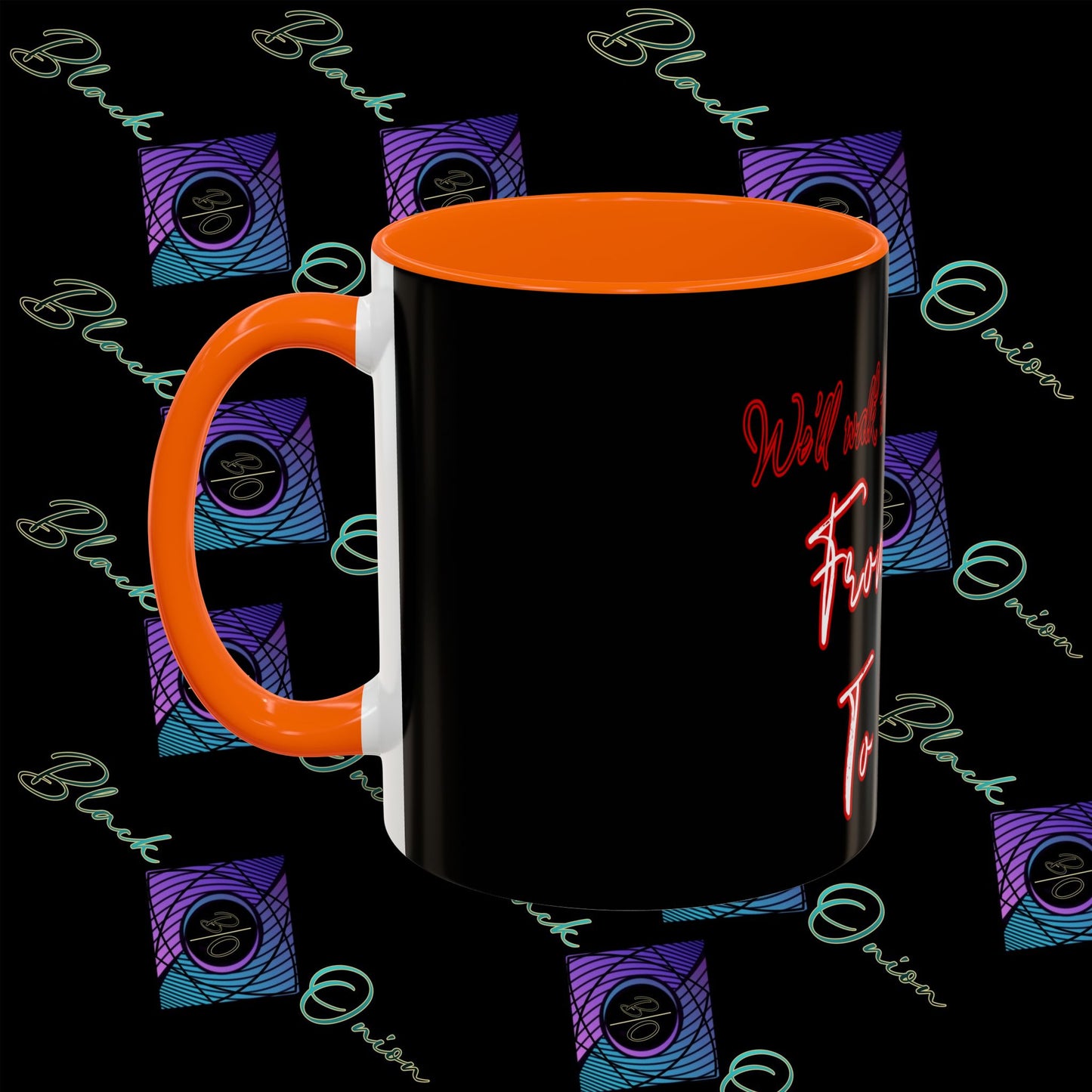BlackOnion Coffee Mug - 11oz with Workout Motif ‘We’ll walk this road together’🔥💪🫵