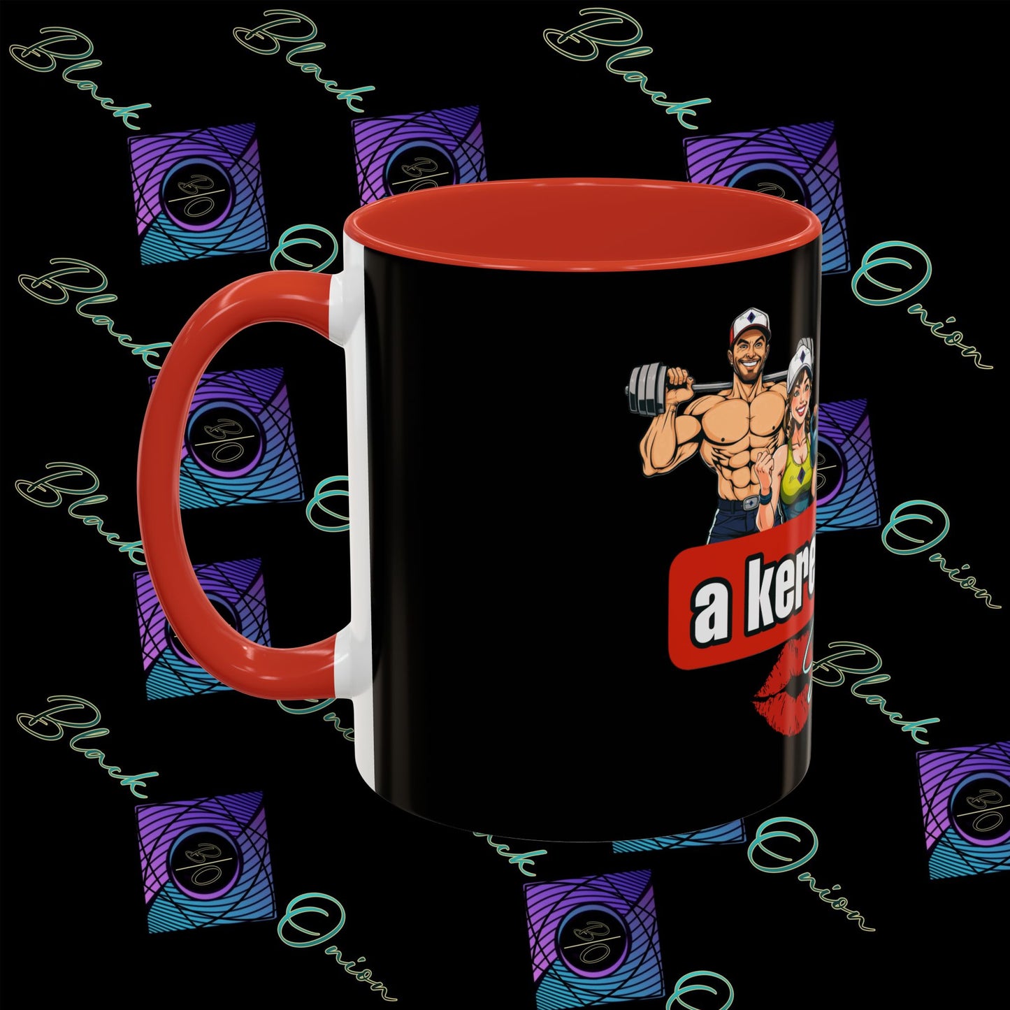 BlackOnion Coffee Mug Serial 2 with Workout Motif ‘Az igazi férfiak a kerek popsit szeretik ‘🫵🔥💪
