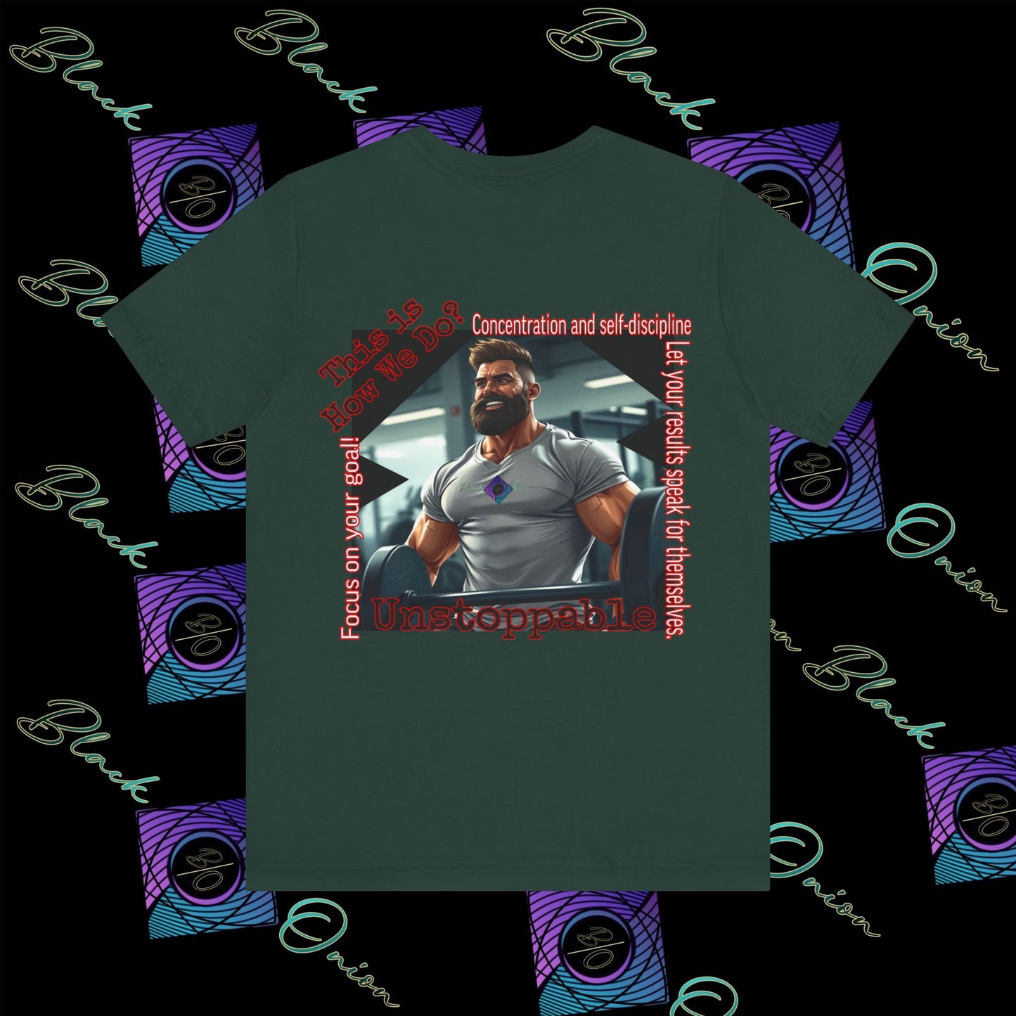BlackOnion T-Shirt with Workout Motif “Unstoppable “💪🔥🫵