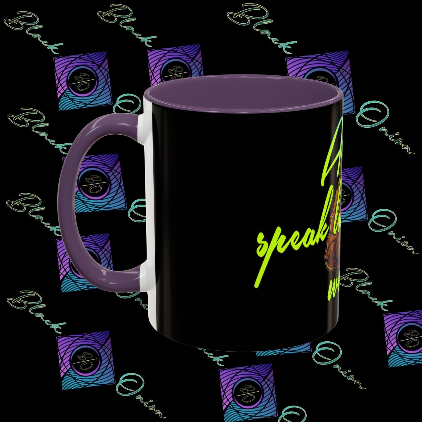 BlackOnion Coffee Mug - 11oz with Workout Motif ‘Actions speak lauder than words’🔥💪🫵