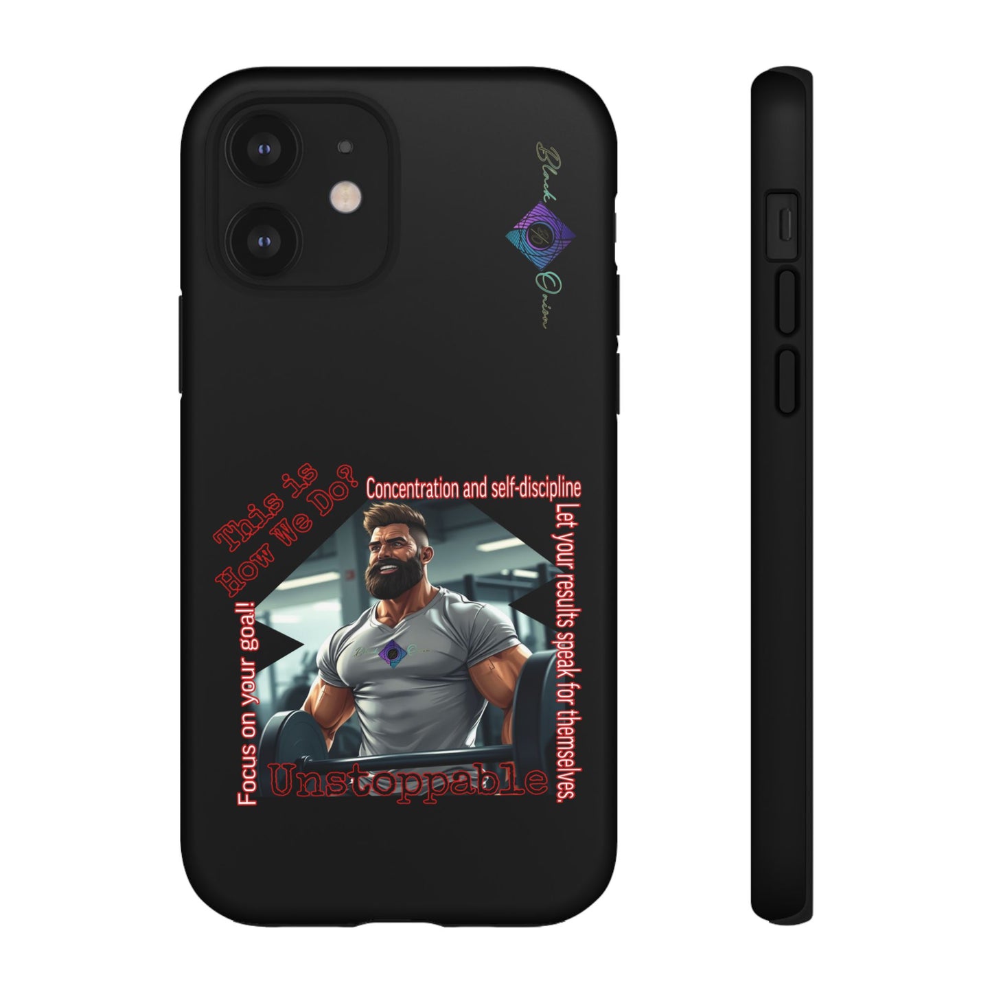BlackOnion Brand New Phone Case - with Motivational Workout Motif’Unstoppable ‘💪🔥🫵