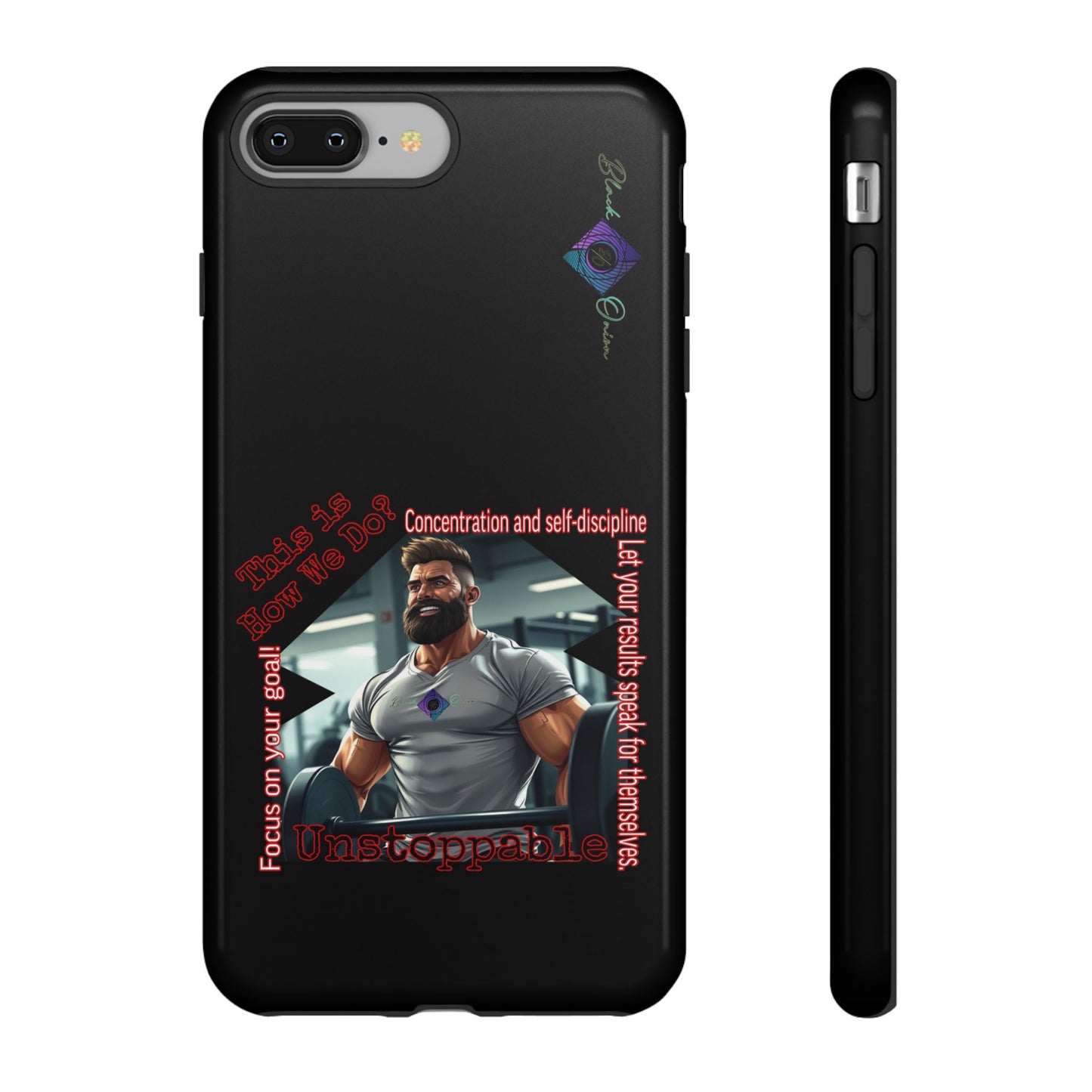 BlackOnion Brand New Phone Case - with Motivational Workout Motif’Unstoppable ‘💪🔥🫵