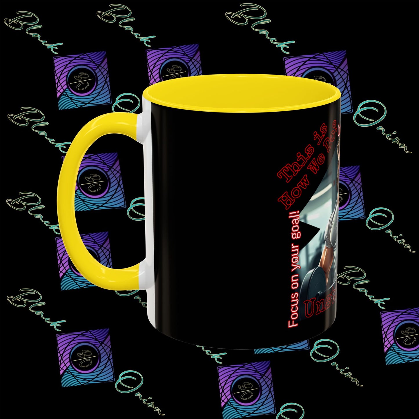 BlackOnion Coffee Mug Serial 2 with Workout Motif ‘Unstoppable’🫵🔥💪
