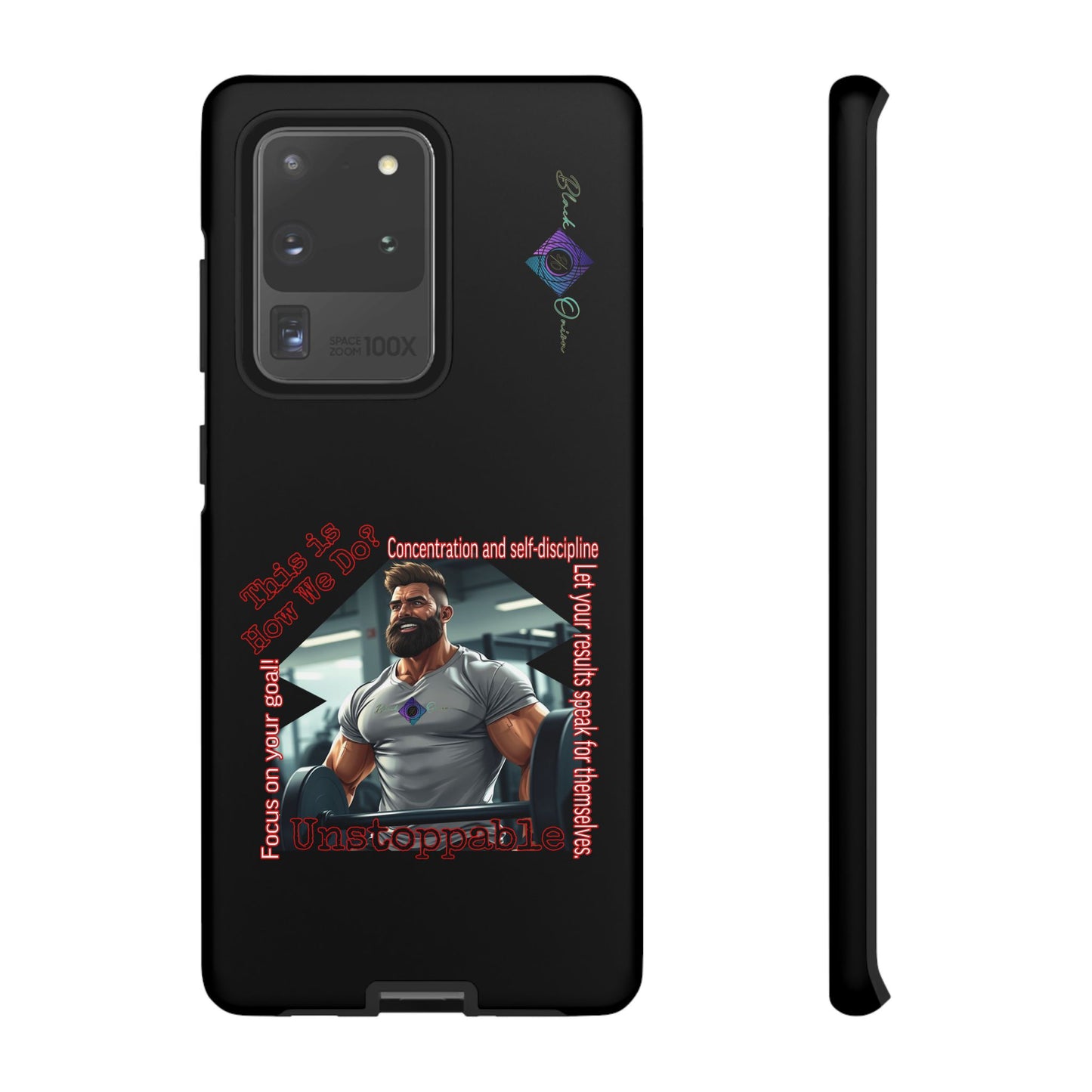 BlackOnion Brand New Phone Case - with Motivational Workout Motif’Unstoppable ‘💪🔥🫵