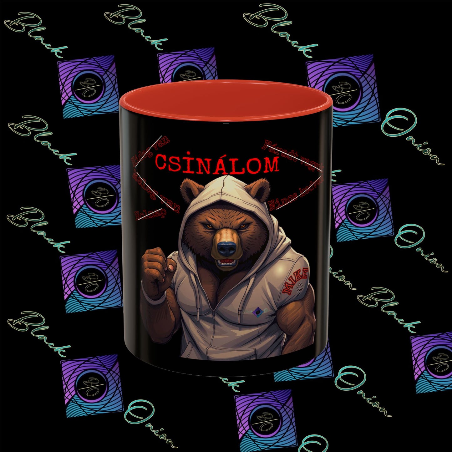 BlackOnion Coffee Mug - 11oz with Workout Motif ‘Mike 13 V2 ’🔥💪🫵