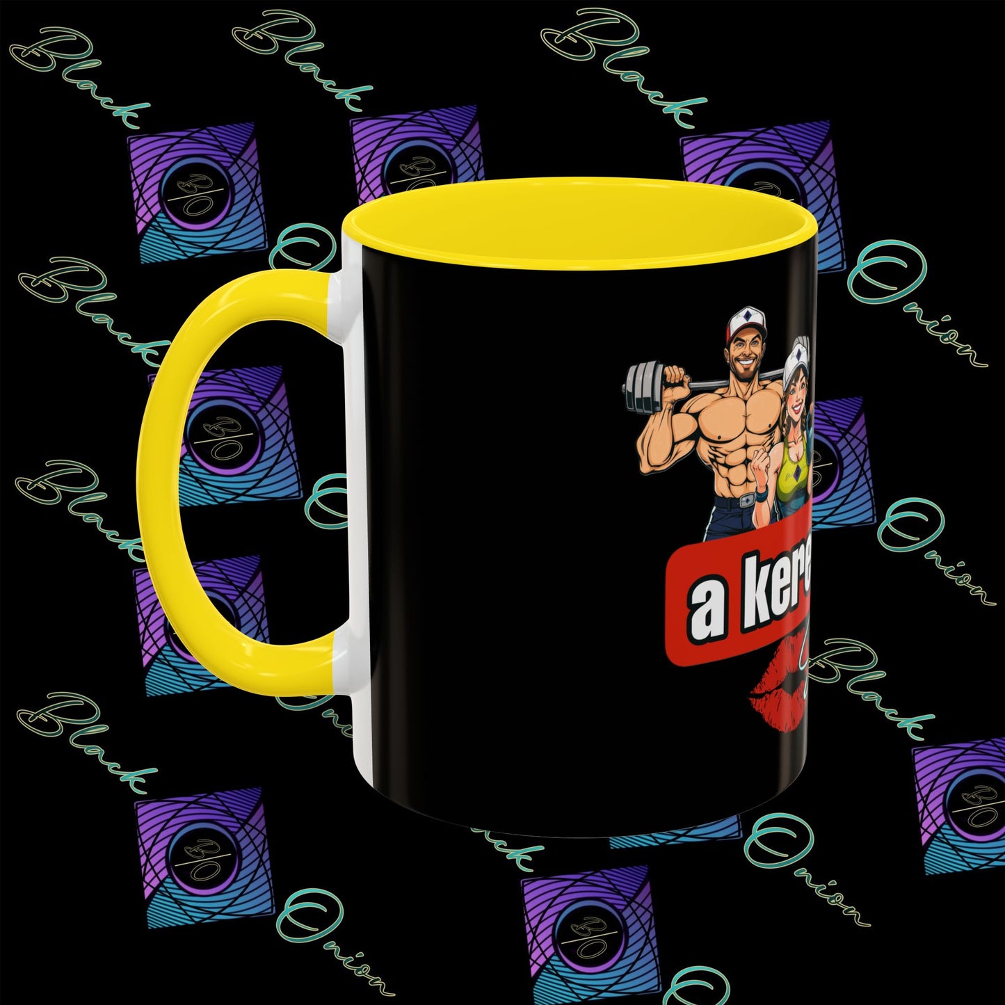 BlackOnion Coffee Mug Serial 2 with Workout Motif ‘Az igazi férfiak a kerek popsit szeretik ‘🫵🔥💪