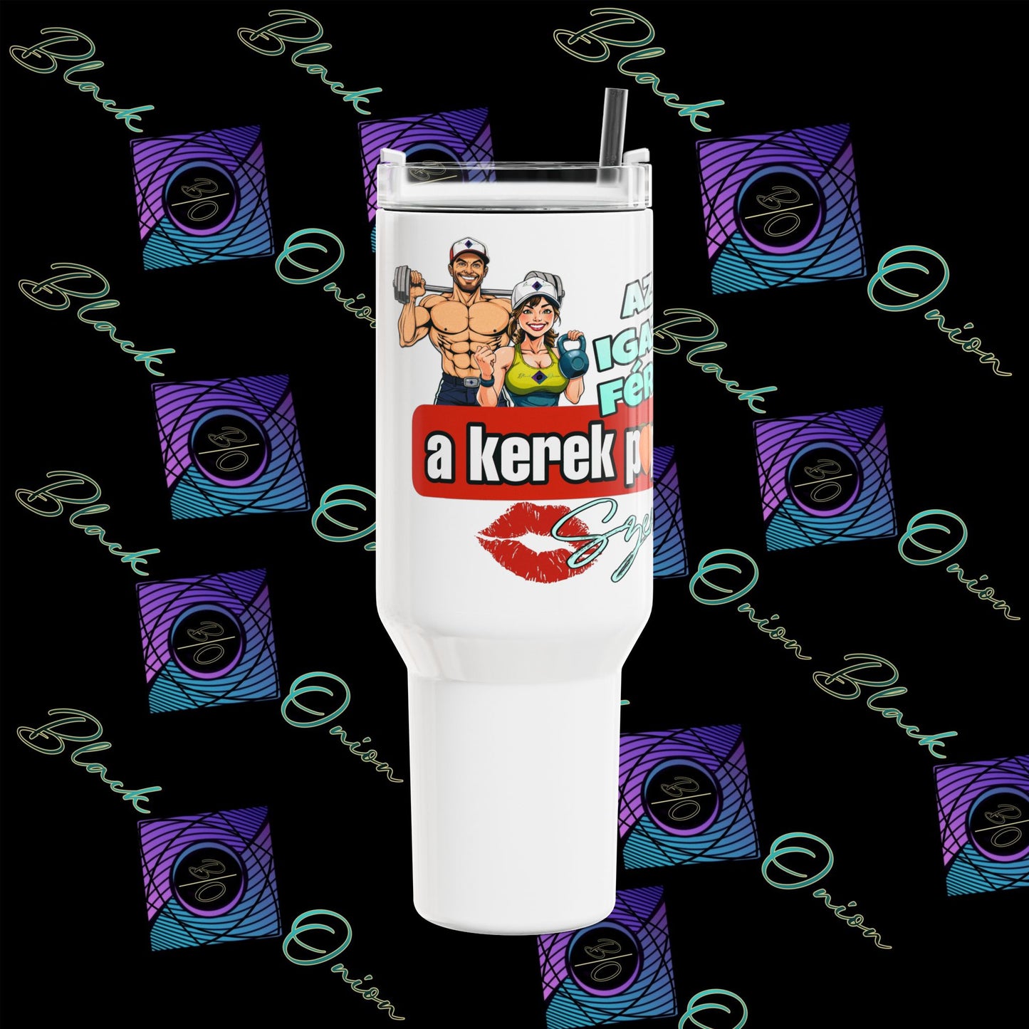 BlackOnion Tumbler with Workout Motif -‘Kerek popsi’ -40oz 💋💯🌸