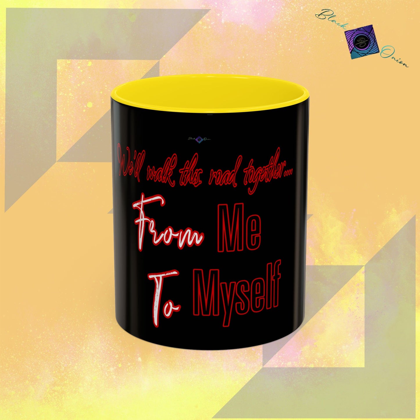 BlackOnion Coffee Mug - 11oz with Workout Motif ‘We’ll walk this road together’🔥💪🫵