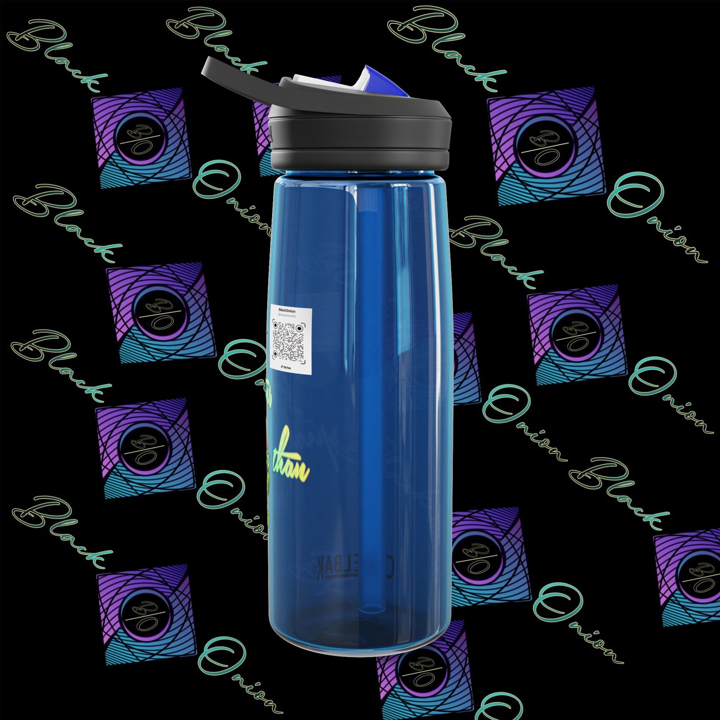 CamelBak Eddy® Water Bottle with BlackOnion Brand and Workout Motif- "Actions Speak Louder Than Words" -25oz