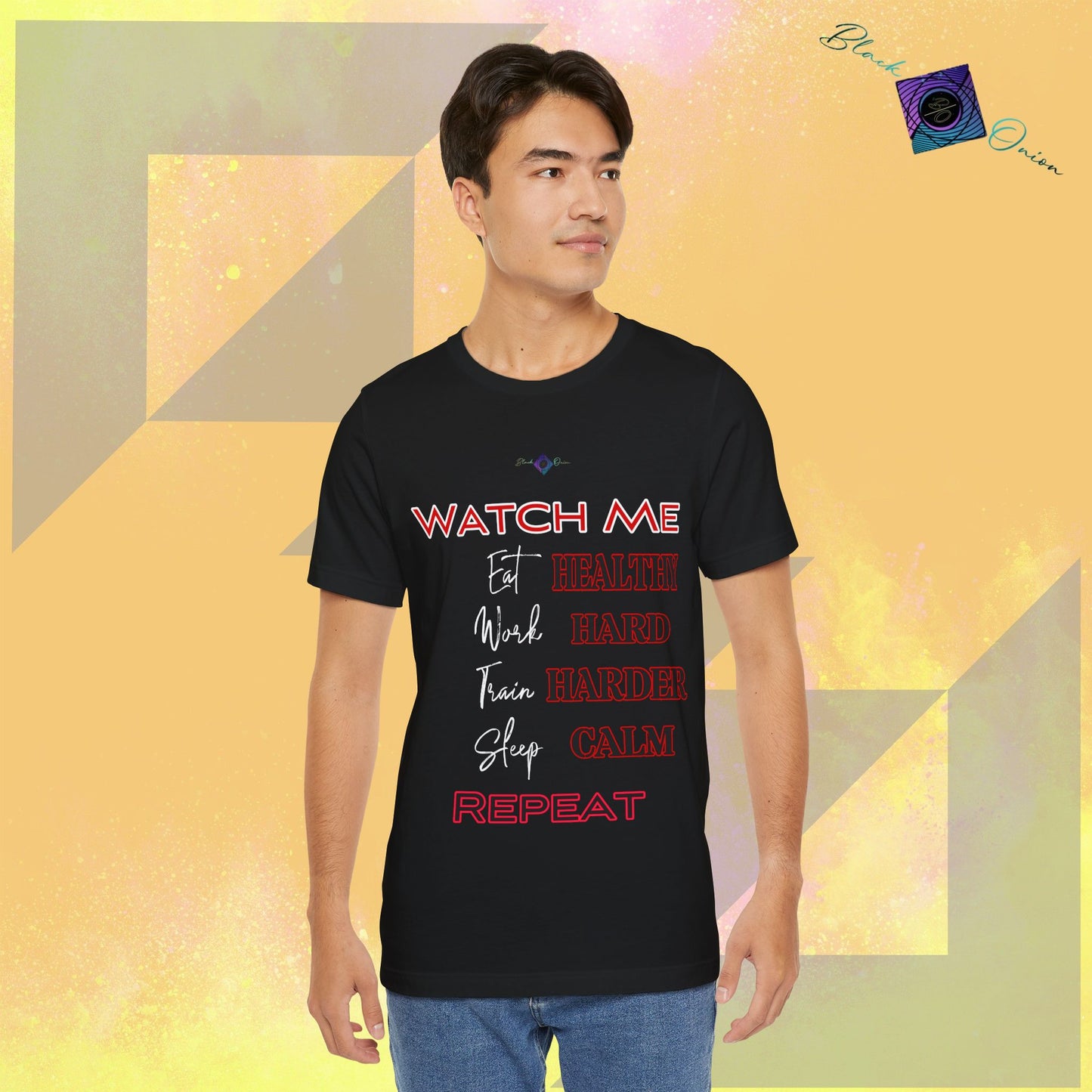 BlackOnion T-Shirt with Workout Motif V2 “Watch Me" 💪🔥
