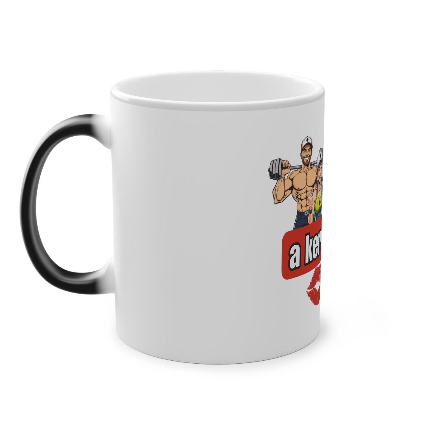 BlackOnion Color Changing Mug with Workout Motif ‘Az igazi férfi a kerek popsit szereti’ 💪🔥🫵
