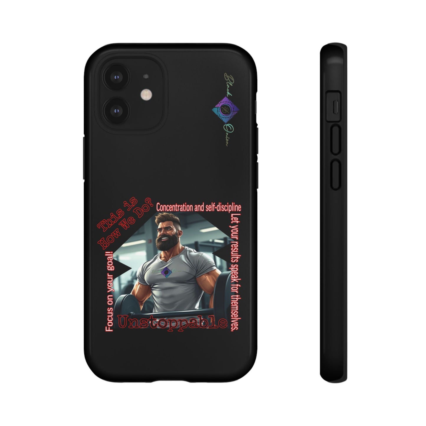 BlackOnion Brand New Phone Case - with Motivational Workout Motif’Unstoppable ‘💪🔥🫵