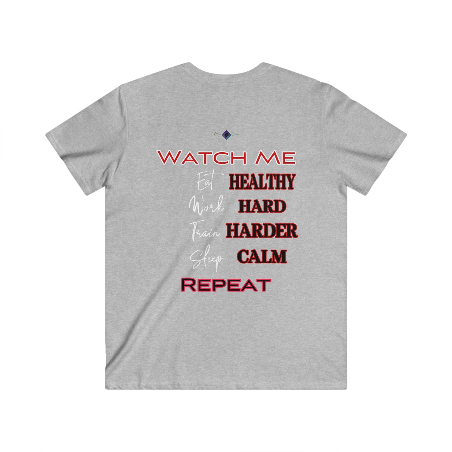 BlackOnion Men's V-Neck T-Shirt with Workout Motif ‘Watch Me’ 💪🔥🫵