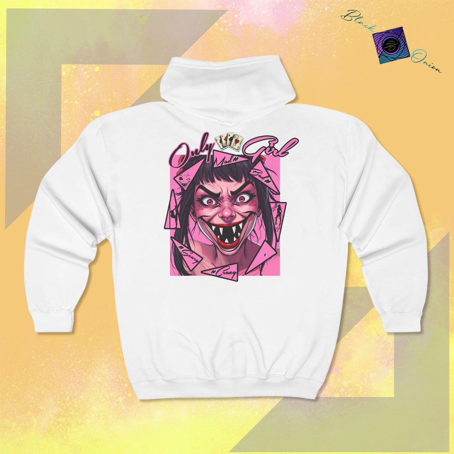 BlackOnion Full Zip Hooded Sweatshirt with OnlyGirl “ Mad Girl” motif🌸💯💋