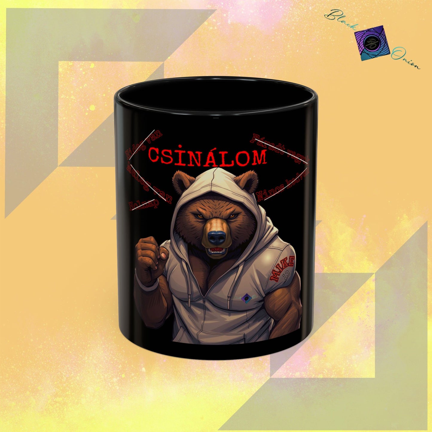 BlackOnion Coffee Mug - 11oz with Workout Motif ‘Mike 13 V2 ’🔥💪🫵