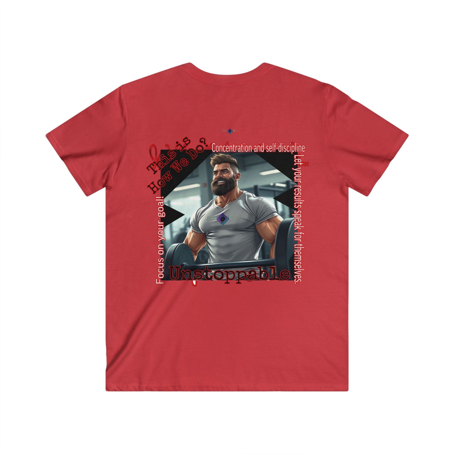 BlackOnion Men's V-Neck T-Shirt with Workout Motif ‘Unstoppable’💪🔥🫵