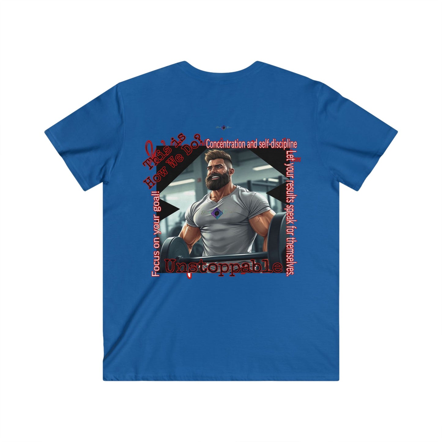 BlackOnion Men's V-Neck T-Shirt with Workout Motif ‘Unstoppable’💪🔥🫵