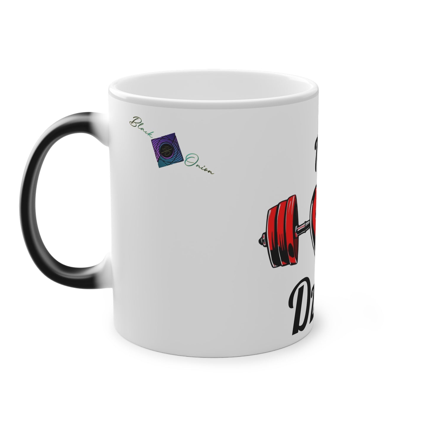 BlackOnion Color Changing Mug with Workout Motif ‘Ájj Láv Dzsim’ 💪🔥🫵