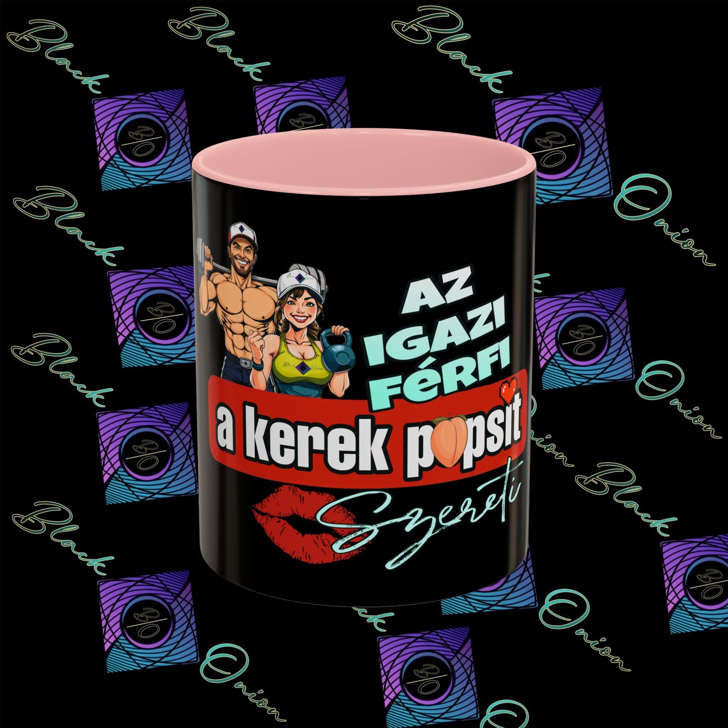 BlackOnion Coffee Mug - 11oz with Workout Motif ‘Az igazi férfi’🔥💪🫵