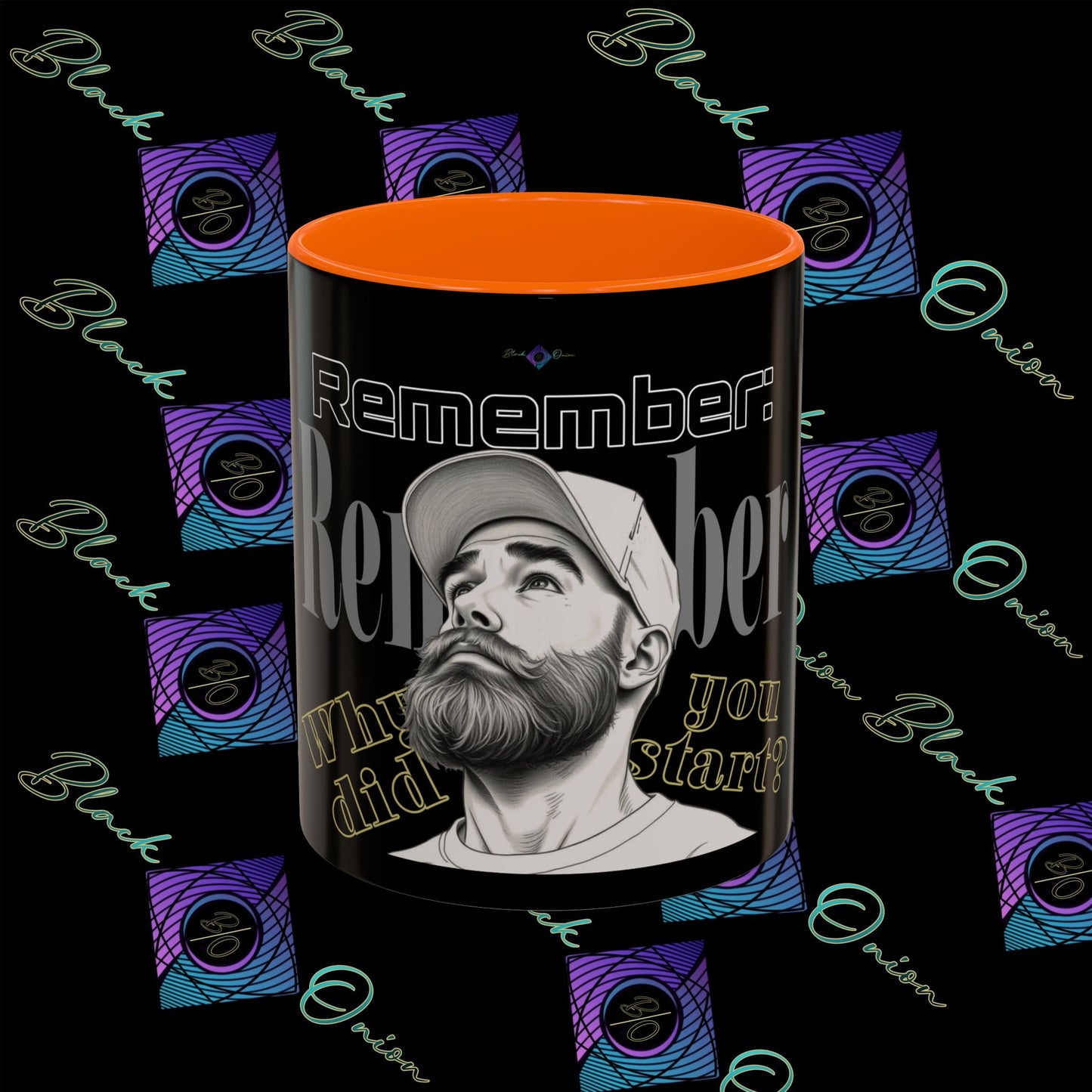 BlackOnion Coffee Mug 2 with Workout Motif ‘Remember V2’🫵🔥💪
