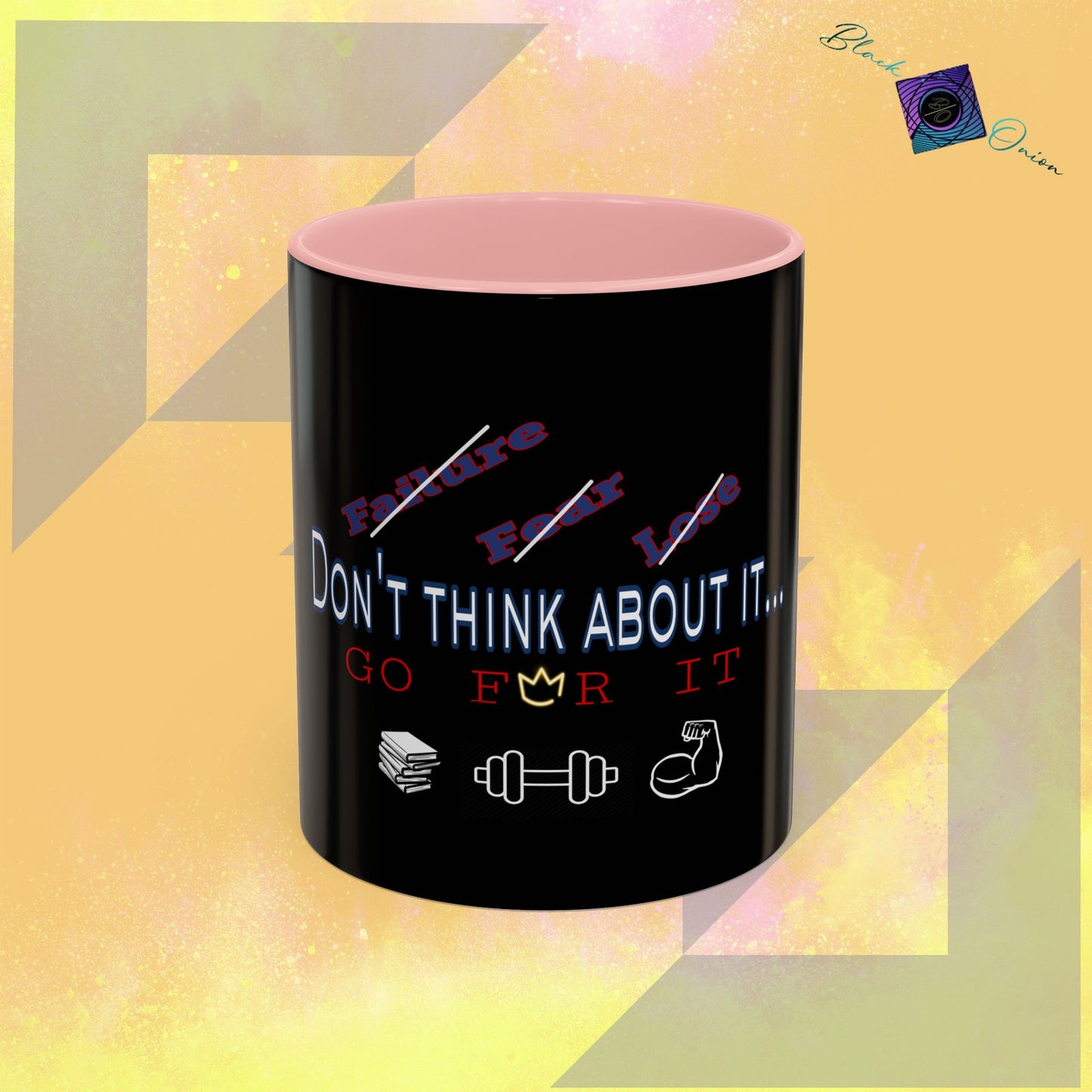 BlackOnion Coffee Mug Serial 2 with Workout Motif ‘Don’t think ‘🫵🔥💪
