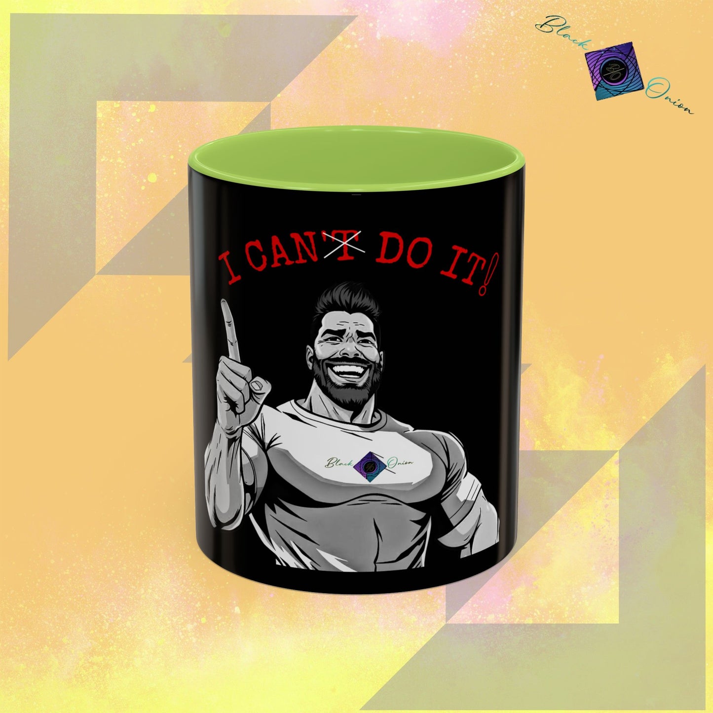 BlackOnion Coffee Mug 2 with Workout Motif โI Can Do It V2โ๐ซต๐ฅ๐ช