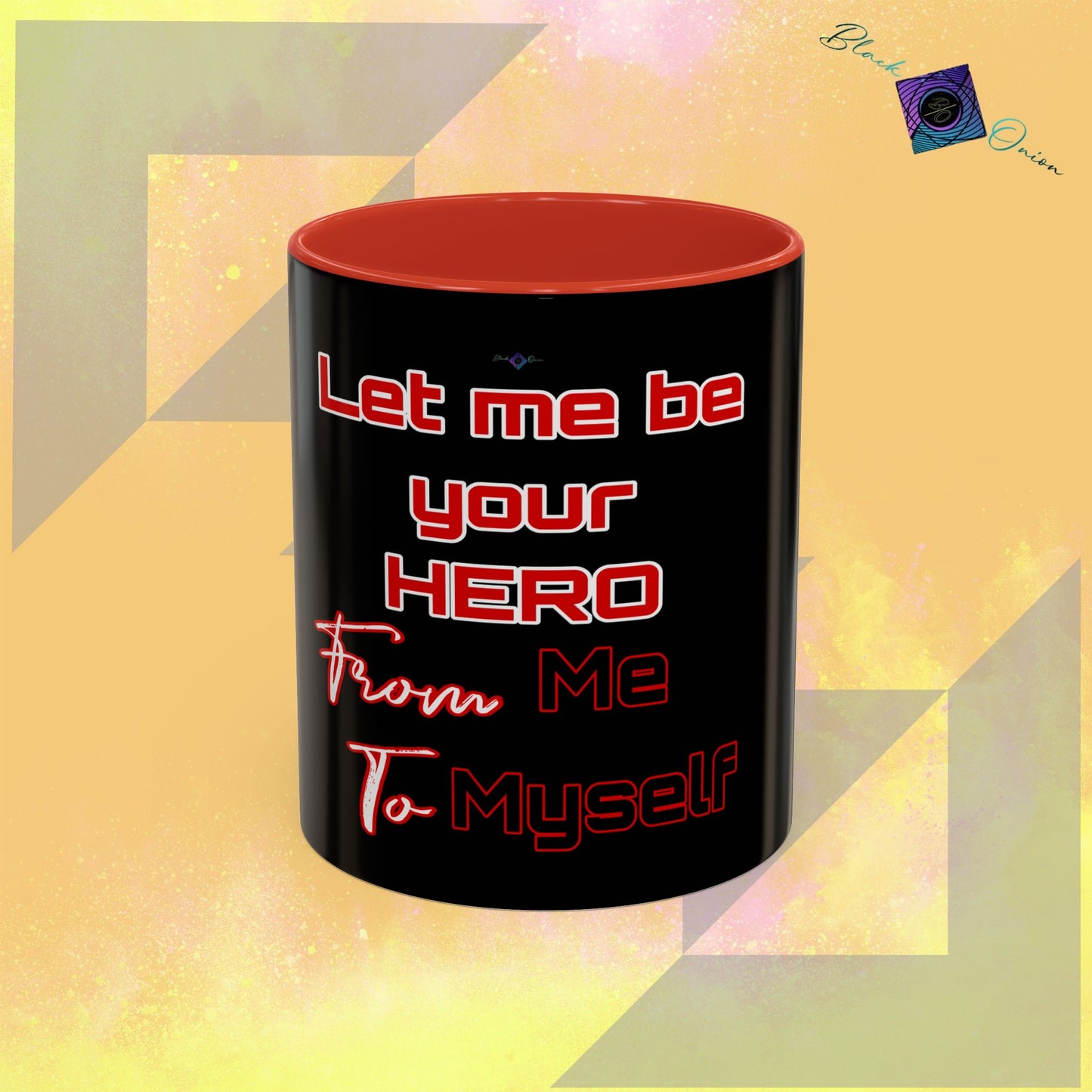 BlackOnion Coffee Mug - 11oz with Workout Motif ‘Let me be your Hero’🔥💪🫵