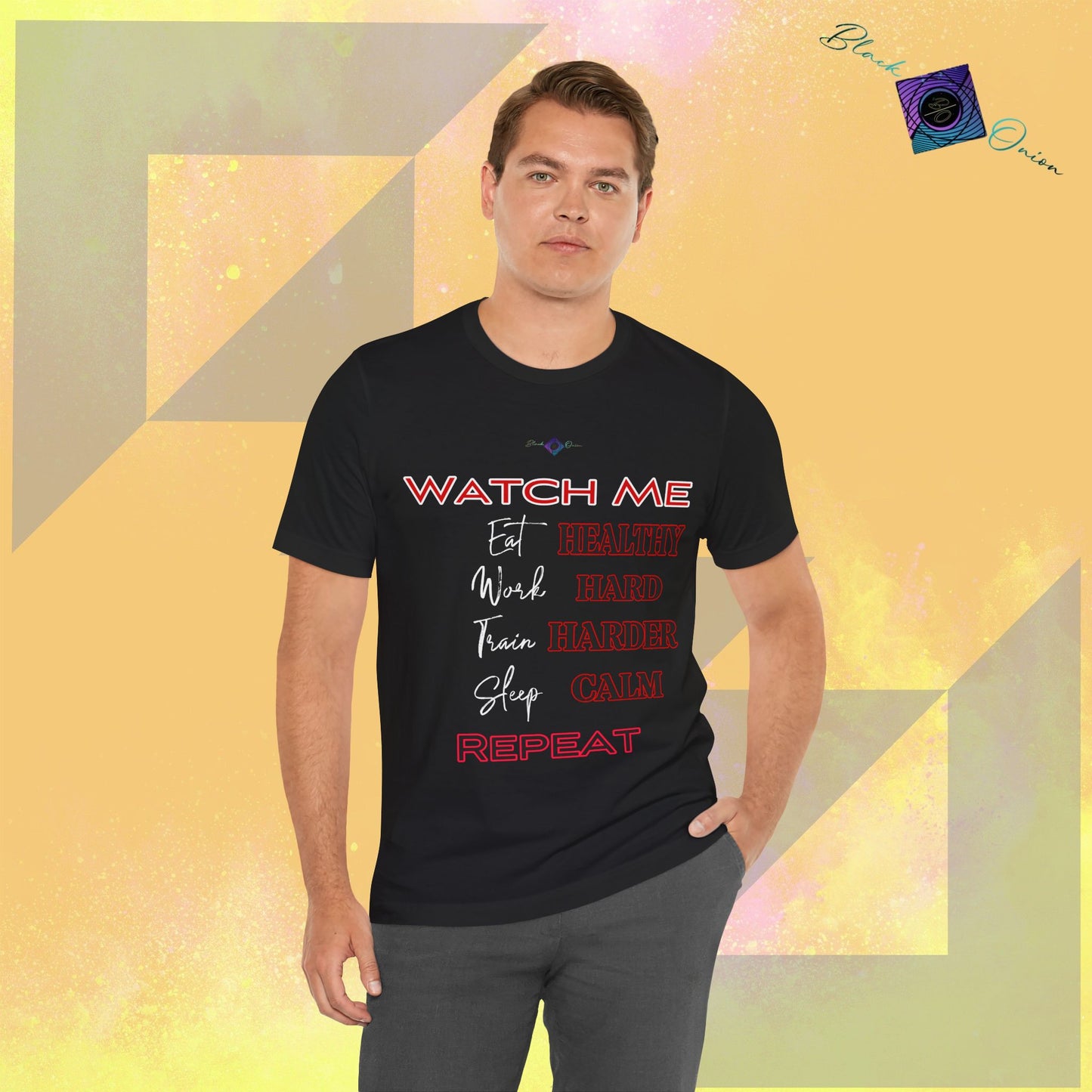 BlackOnion T-Shirt with Workout Motif V2 “Watch Me" 💪🔥