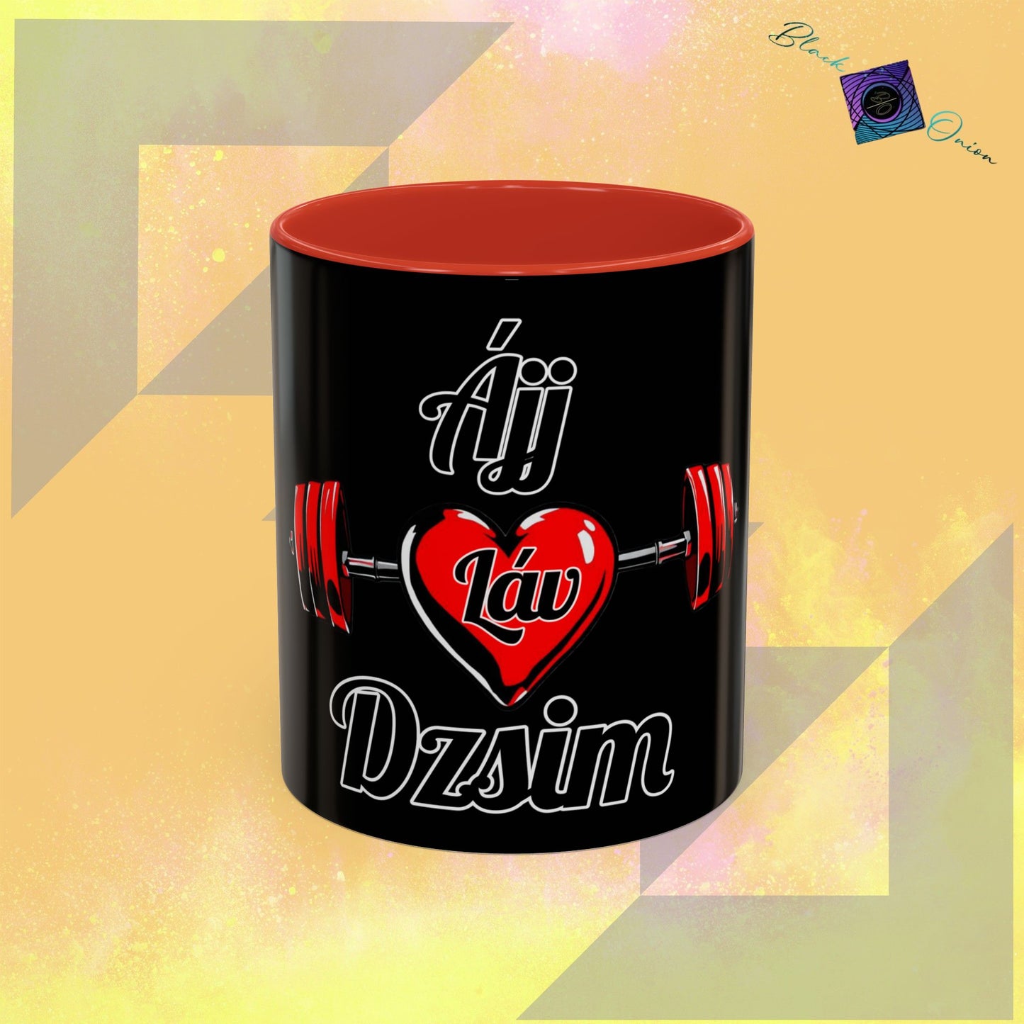 BlackOnion Coffee Mug - 11oz with Workout Motif ‘ÁjjLávDzsi’🔥💪🫵