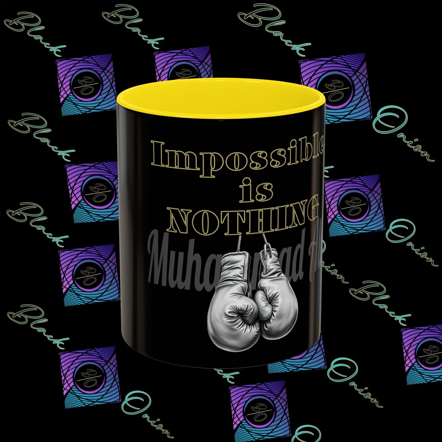 BlackOnion Coffee Mug 2 with Workout Motif ‘Impossible is NothingV2’🫵🔥💪