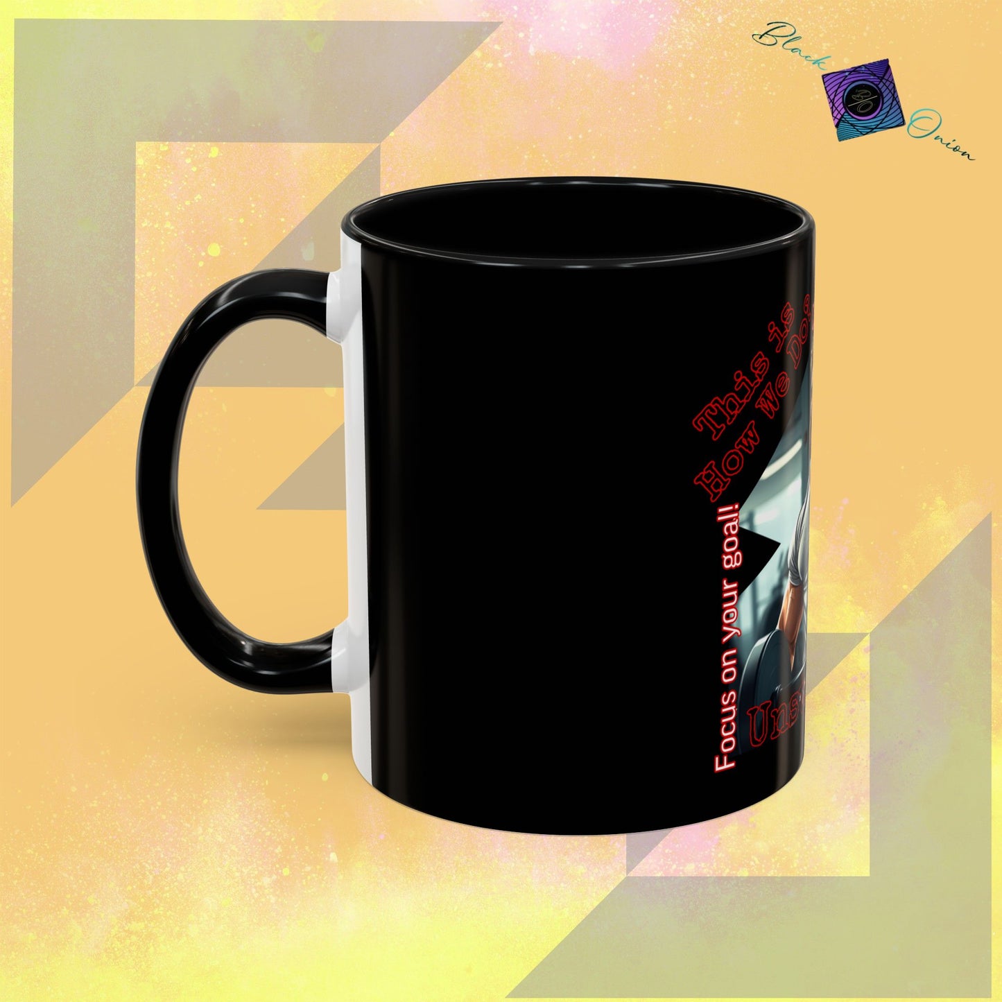 BlackOnion Coffee Mug - 11oz with Workout Motif ‘Unstoppable’🔥💪🫵