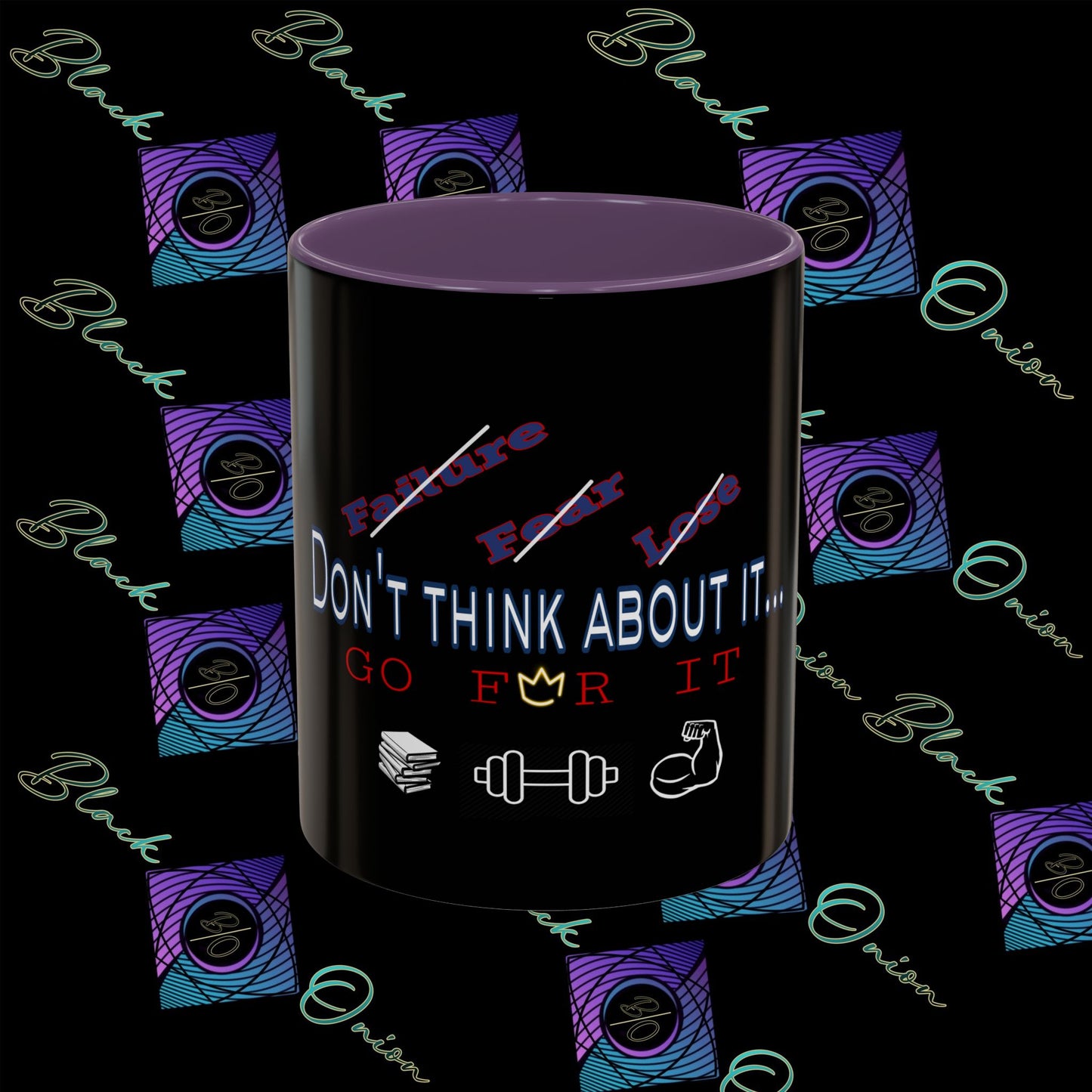 BlackOnion Coffee Mug Serial 2 with Workout Motif ‘Don’t think ‘🫵🔥💪