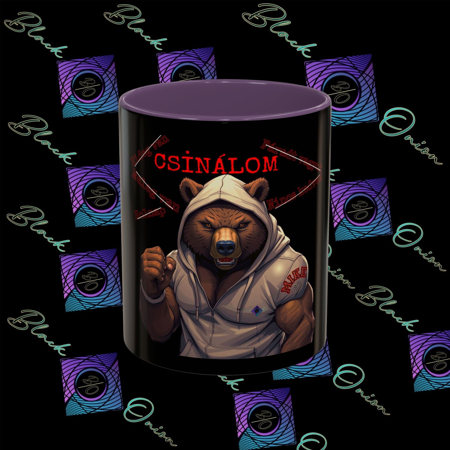 BlackOnion Coffee Mug - 11oz with Workout Motif ‘Mike 13 V2 ’🔥💪🫵