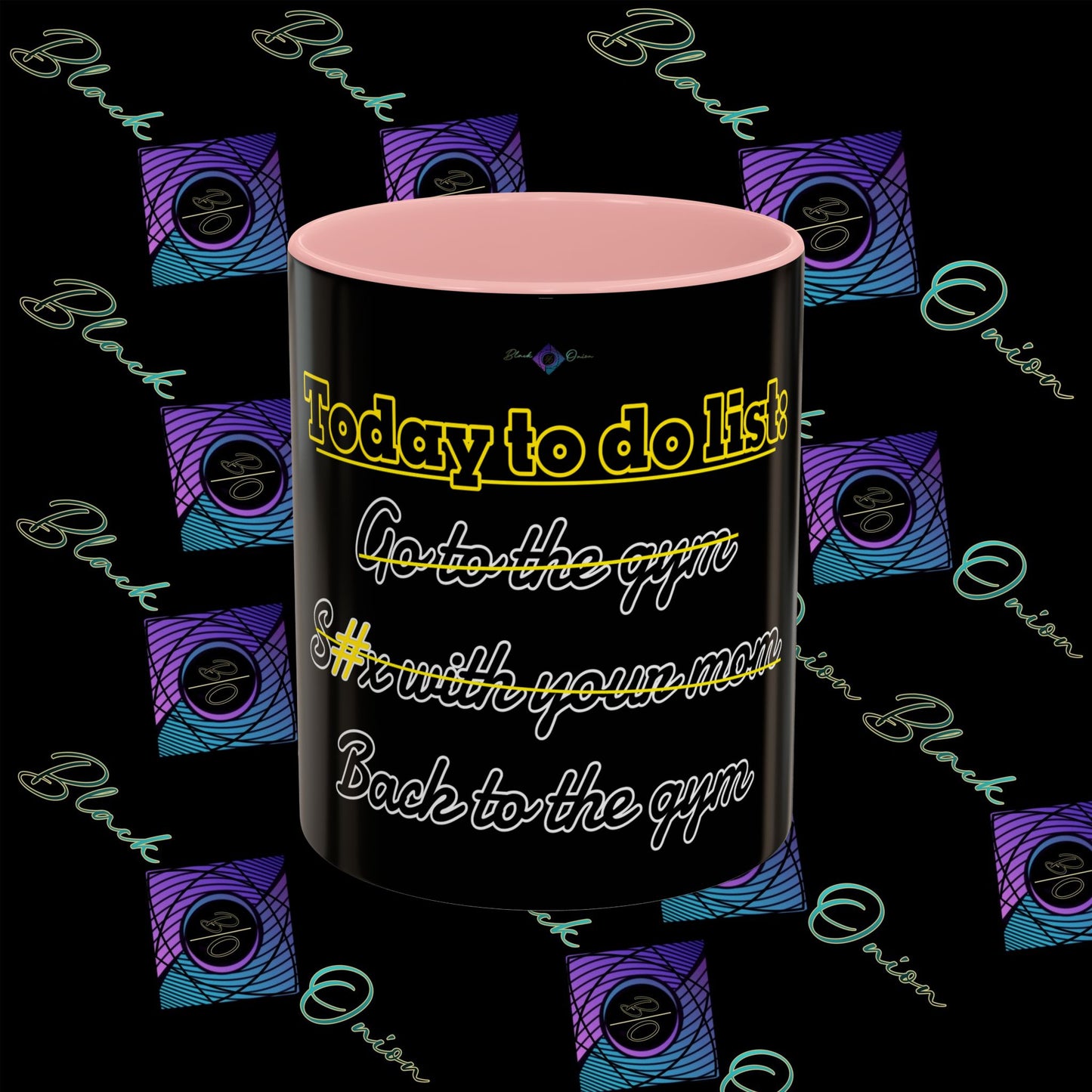 BlackOnion Coffee Mug - 11oz with Workout Motif ‘Today To Do List ’🔥💪🫵