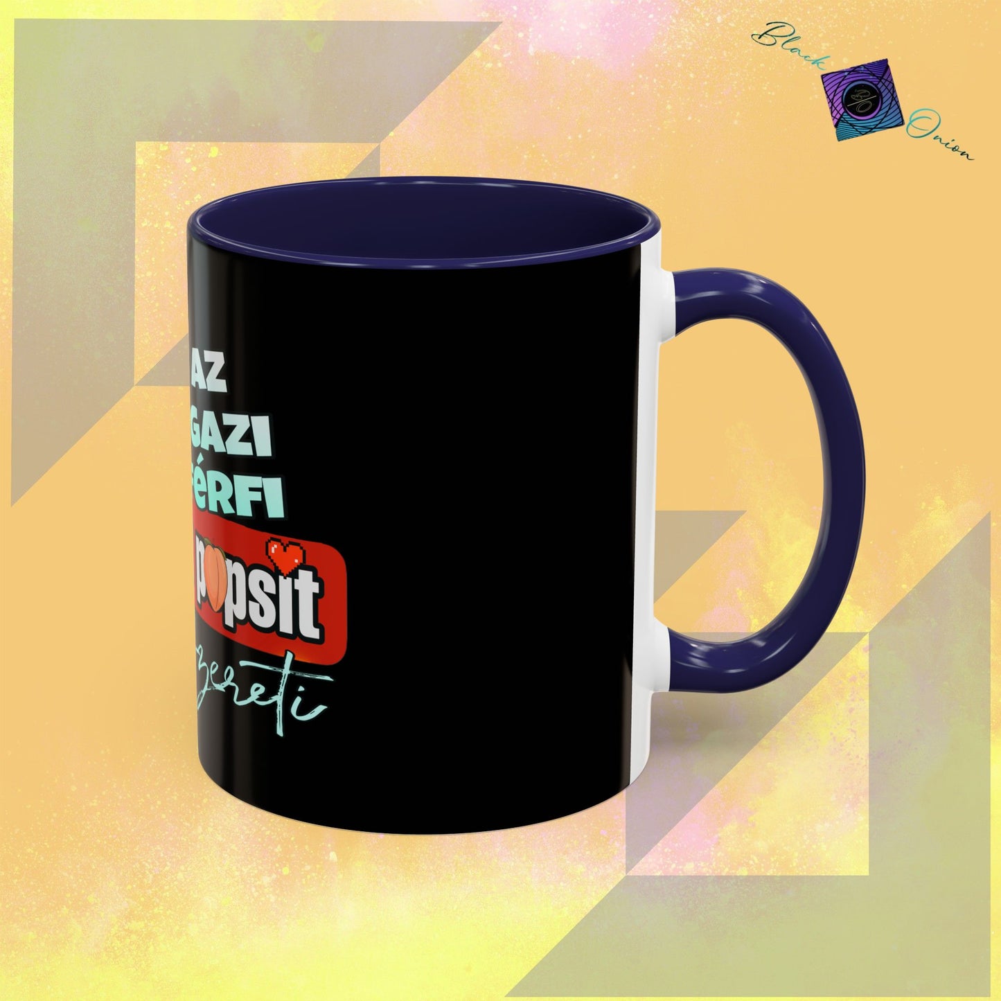 BlackOnion Coffee Mug - 11oz with Workout Motif ‘Az igazi férfi’🔥💪🫵
