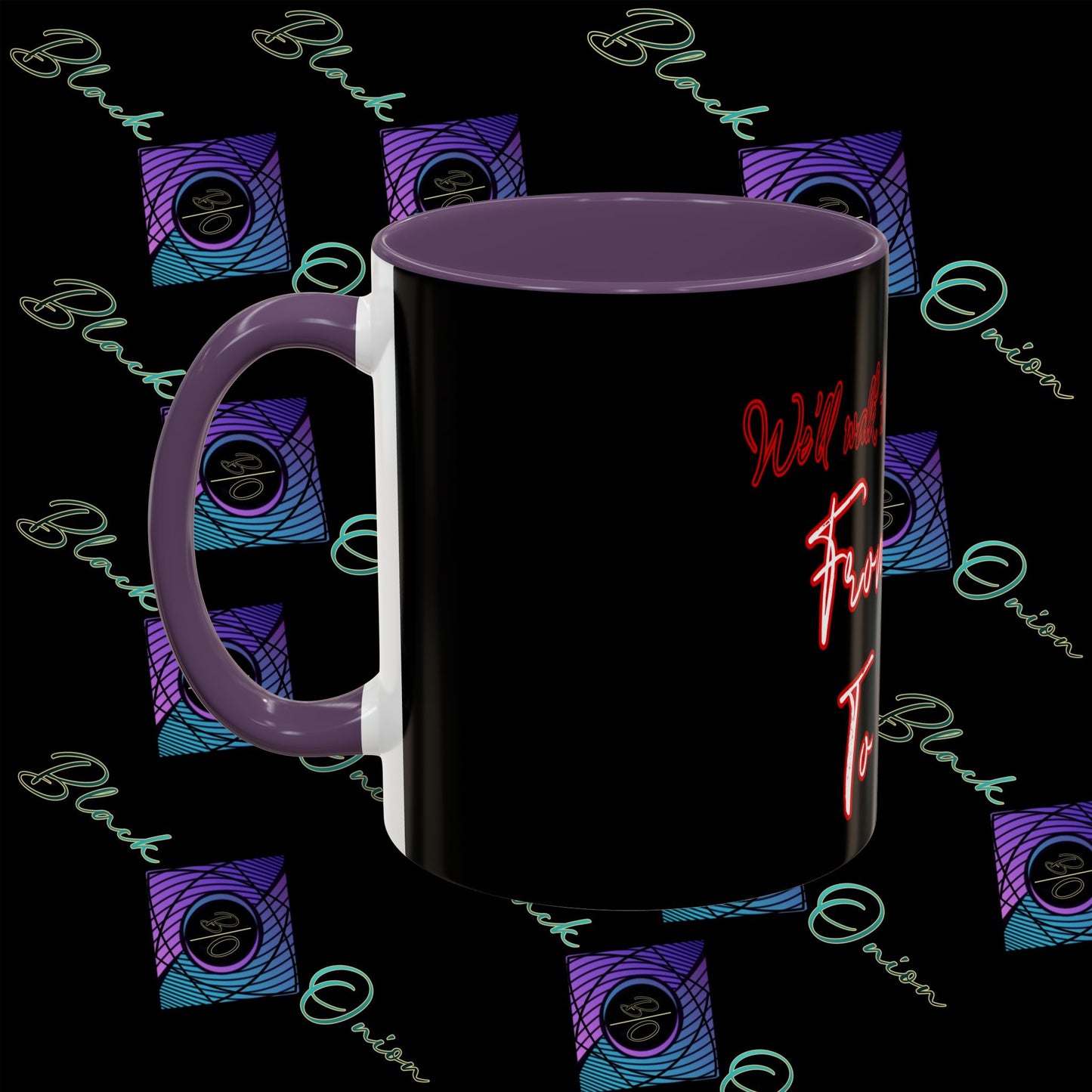 BlackOnion Coffee Mug - 11oz with Workout Motif ‘We’ll walk this road together’🔥💪🫵