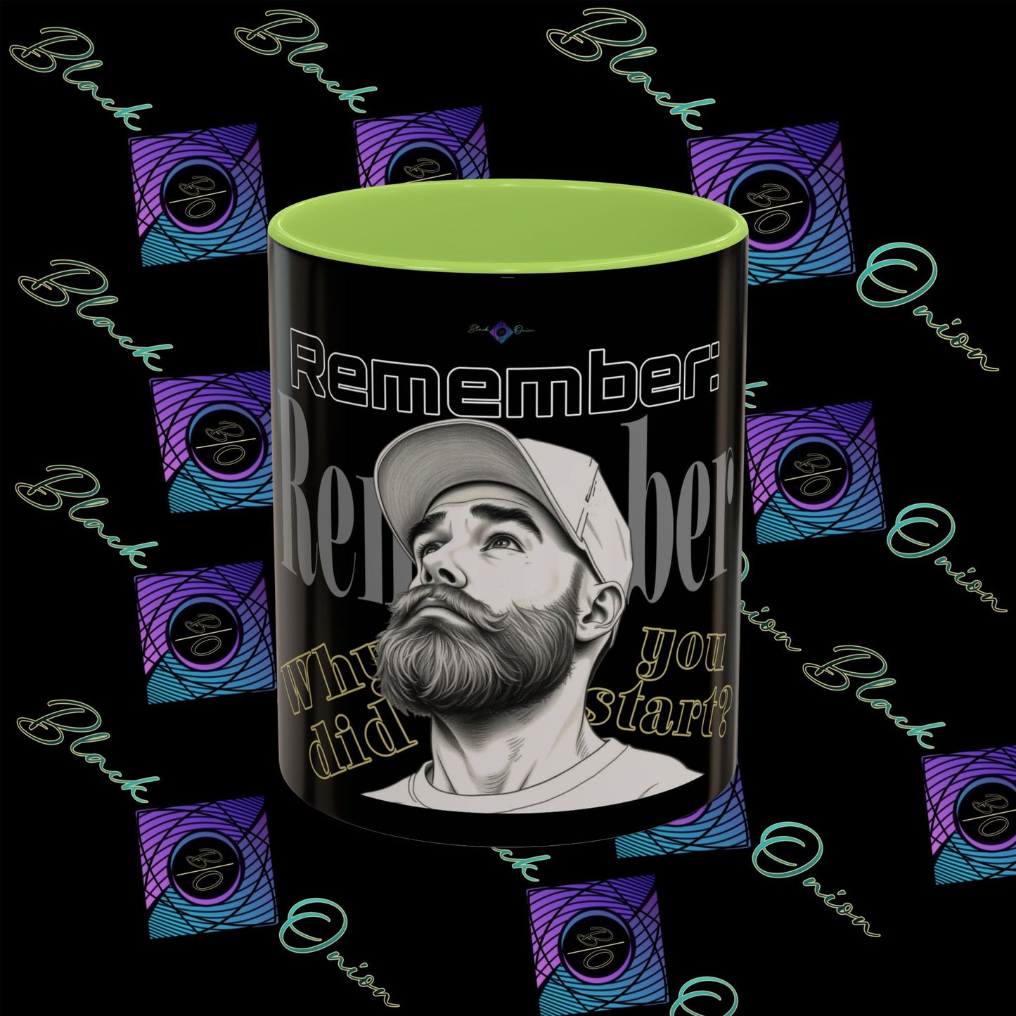 BlackOnion Coffee Mug 2 with Workout Motif ‘Remember V2’🫵🔥💪