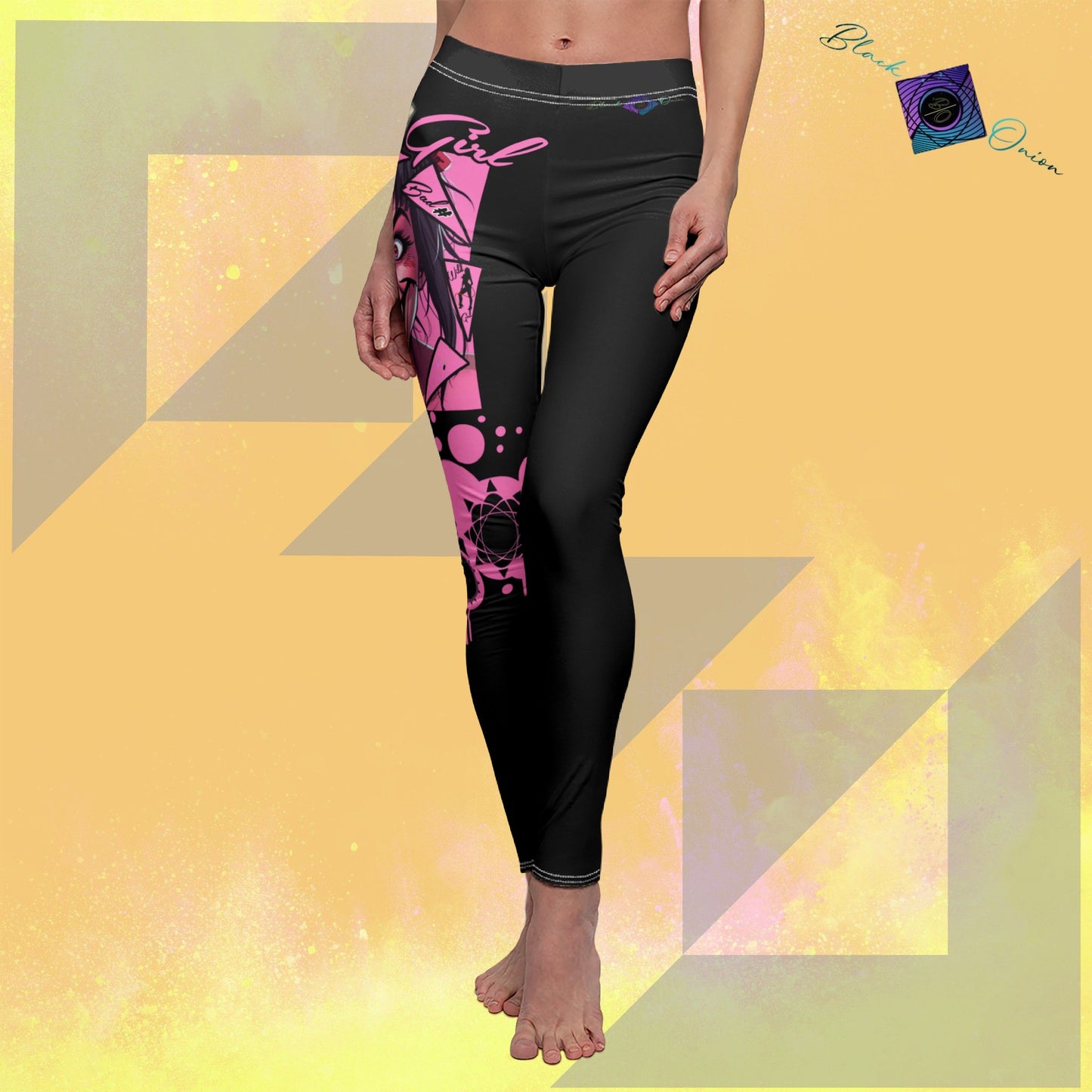 BlackOnion Stylish Women's Mid-rise Casual Leggings with OnlyGirl “ Mad Girl” Motif🌸💋❤️