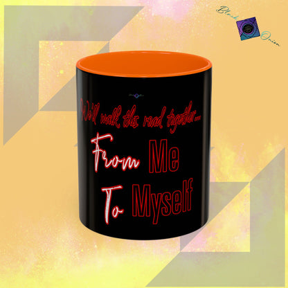 BlackOnion Coffee Mug - 11oz with Workout Motif ‘We’ll walk this road together’🔥💪🫵